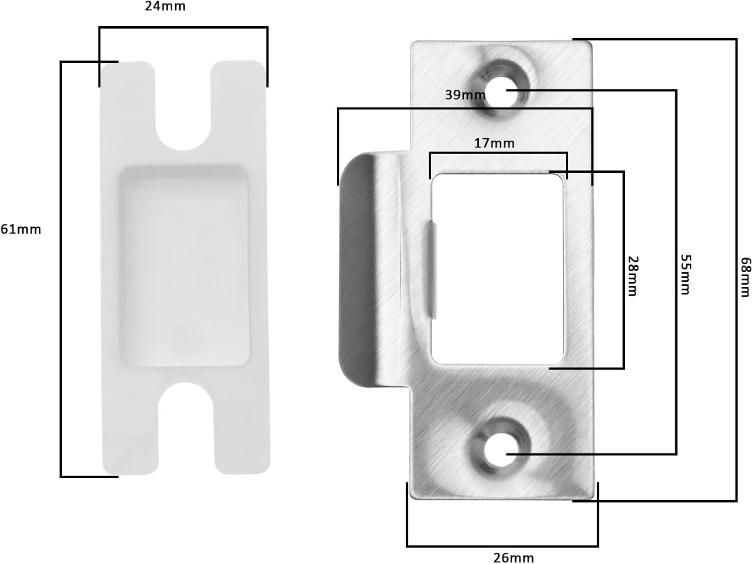 5-Set Door Strike Plate Kit with Dust Box Durable Security Kit for Doors