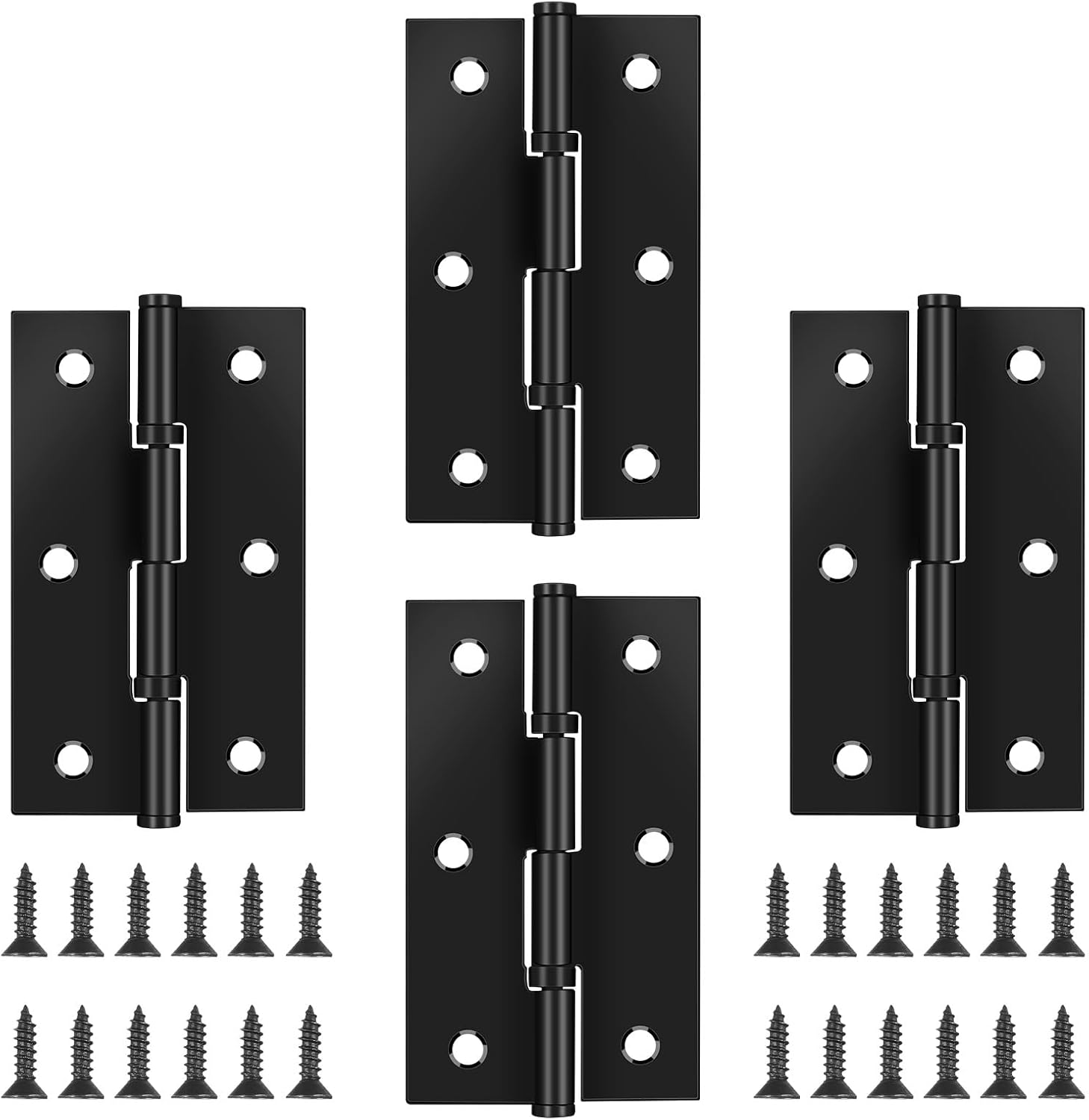 4-Pack Black Door Hinges Stainless Steel Folding Door Hinges Black Matte