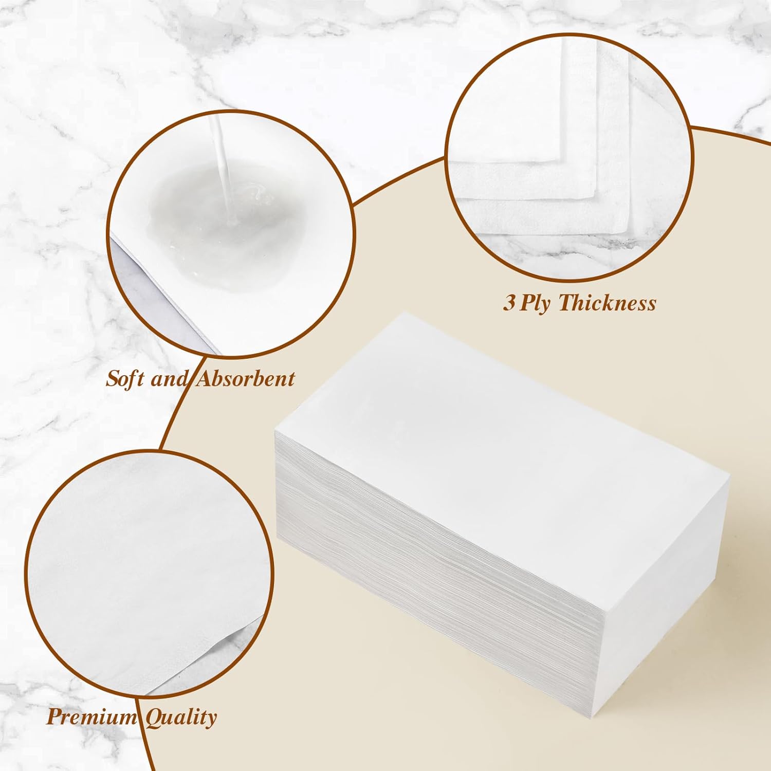 400-Piece 3-Ply White Soft Disposable Napkins for Parties Birthdays WeddingsElegant Durable Absorbent