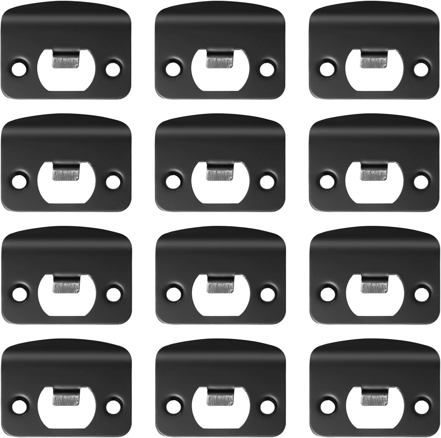 12 Pcs stainless steel door strike plates black full lip round corner strike plates for door reinforcement