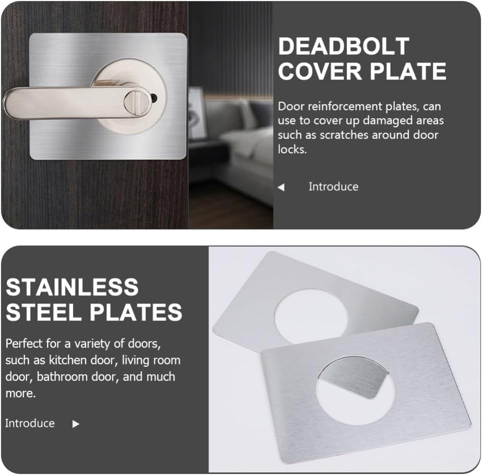 Uonlytech 4PCS Door Lock Repair Board Stainless Steel Door Plate Covers Deadbolt Cover Kick Plate for Home Improvement