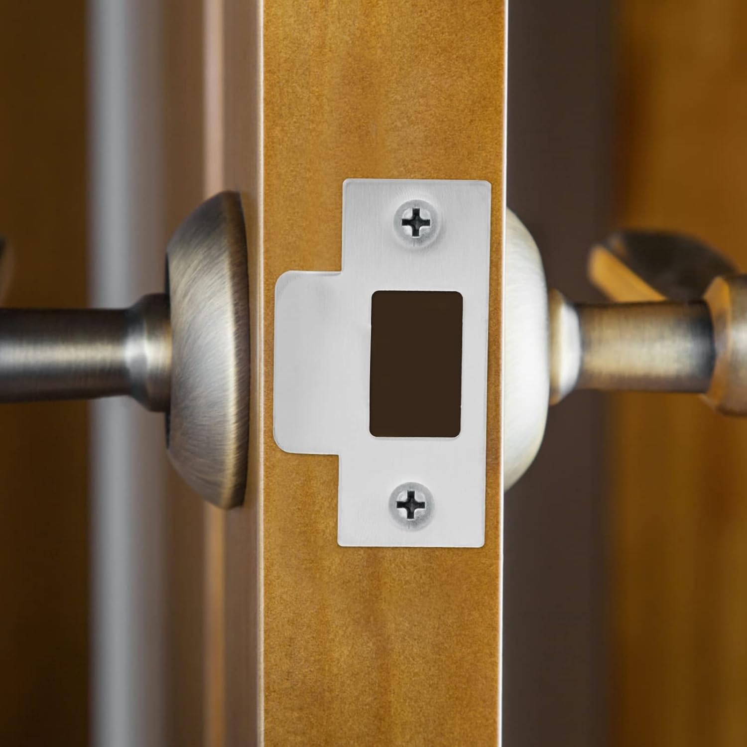 4-Piece Stainless Steel Door Strike Plate Set for Secure Entry Front Door More