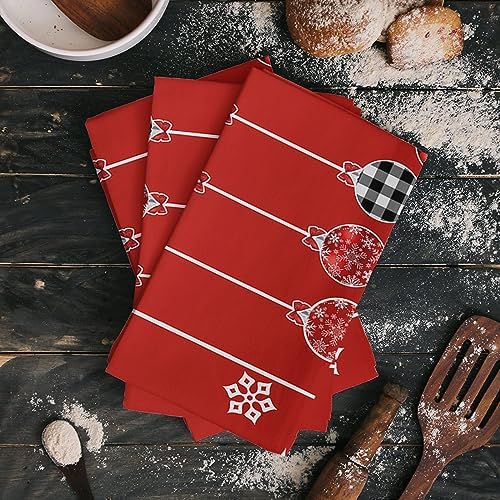 Red Snowman Kitchen Towels Microfiber Absorbent Set
