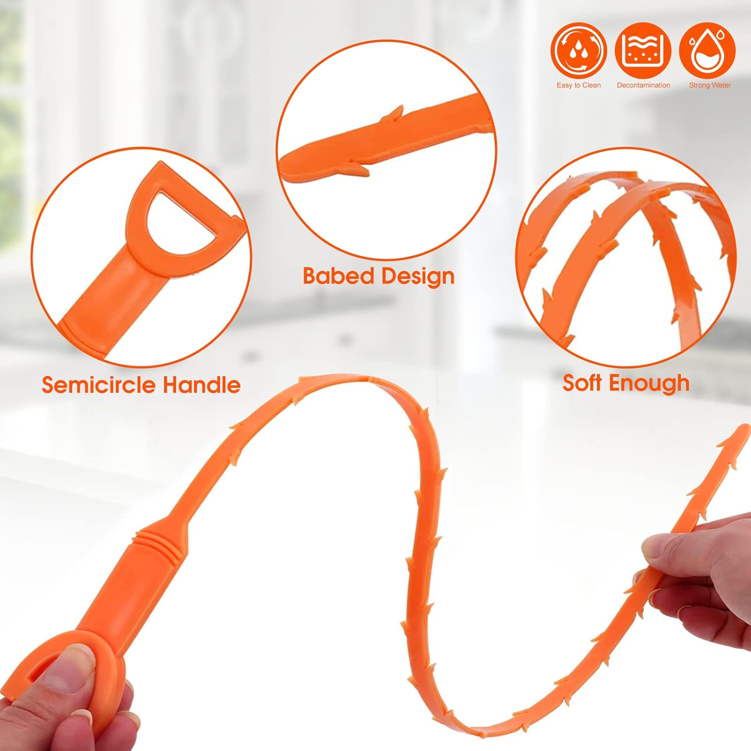 Huryfox Drain Clog Remover - 6-Pack 20-Inch Drains Pipes - No-Hassle Hair Catcher _affordable_drain_cleaner