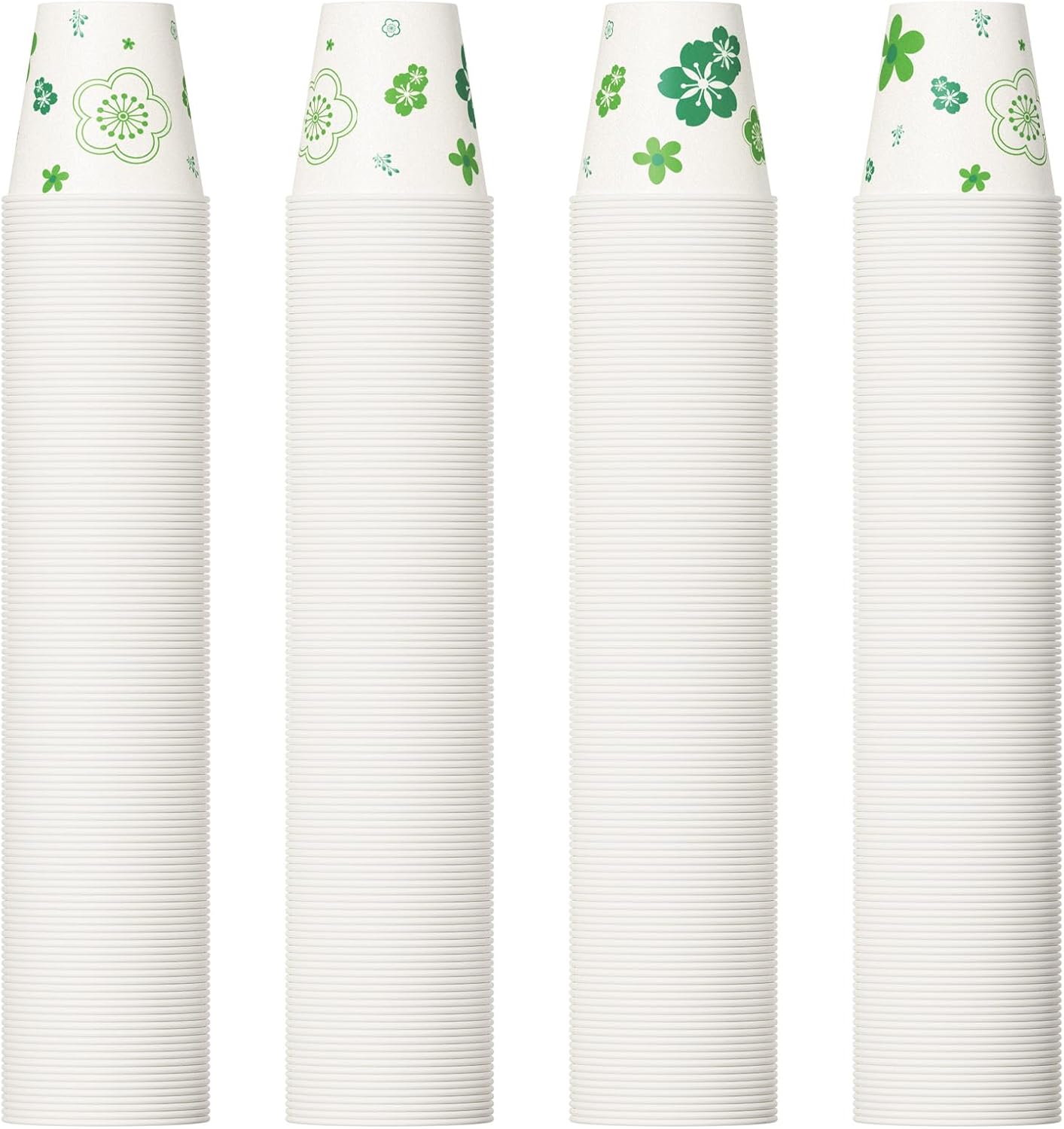 JOLLY PARTY 600 Pack 3oz Disposable Bathroom Cups Green Floral Design Perfect for Parties Events