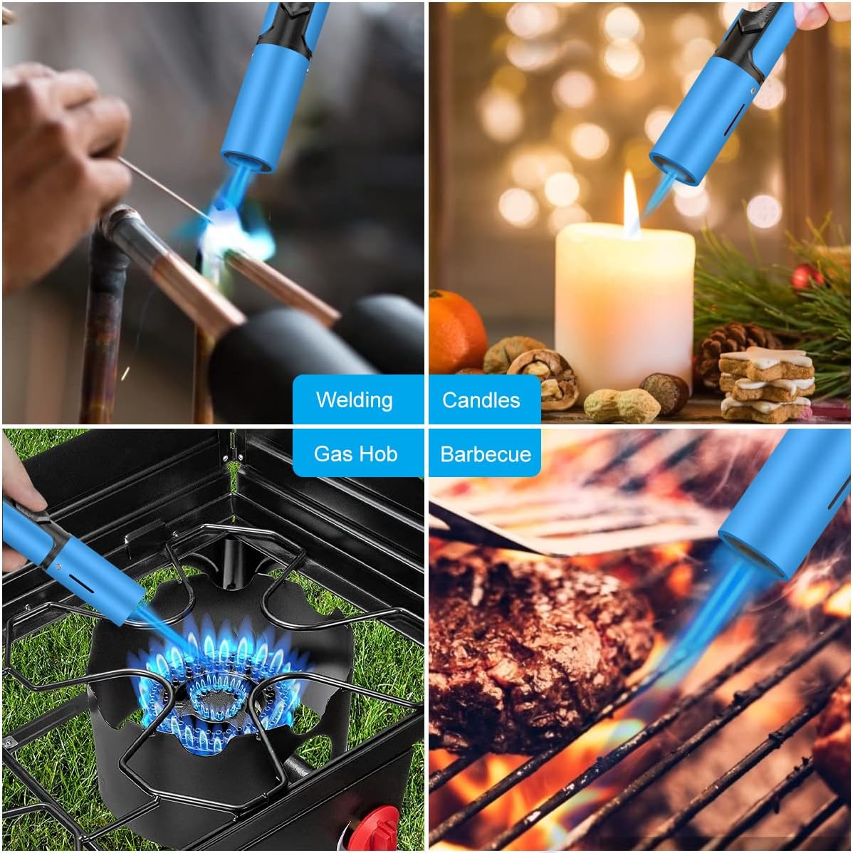 TopKay Adjustable Windproof Jet Flame Torches for Camping Outdoor Use 2-Pack