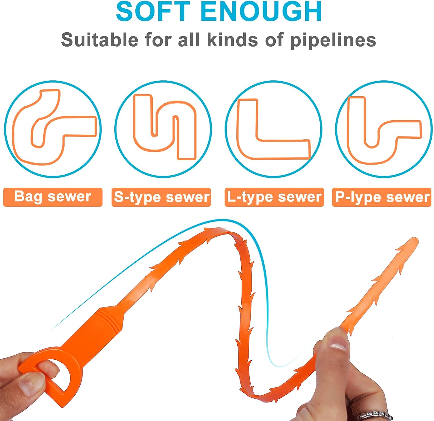 AUSSUA 25-Inch Hair Drain Clog Remover Tool Set 6-Piece for Kitchen Bathroom Drain Cleaning