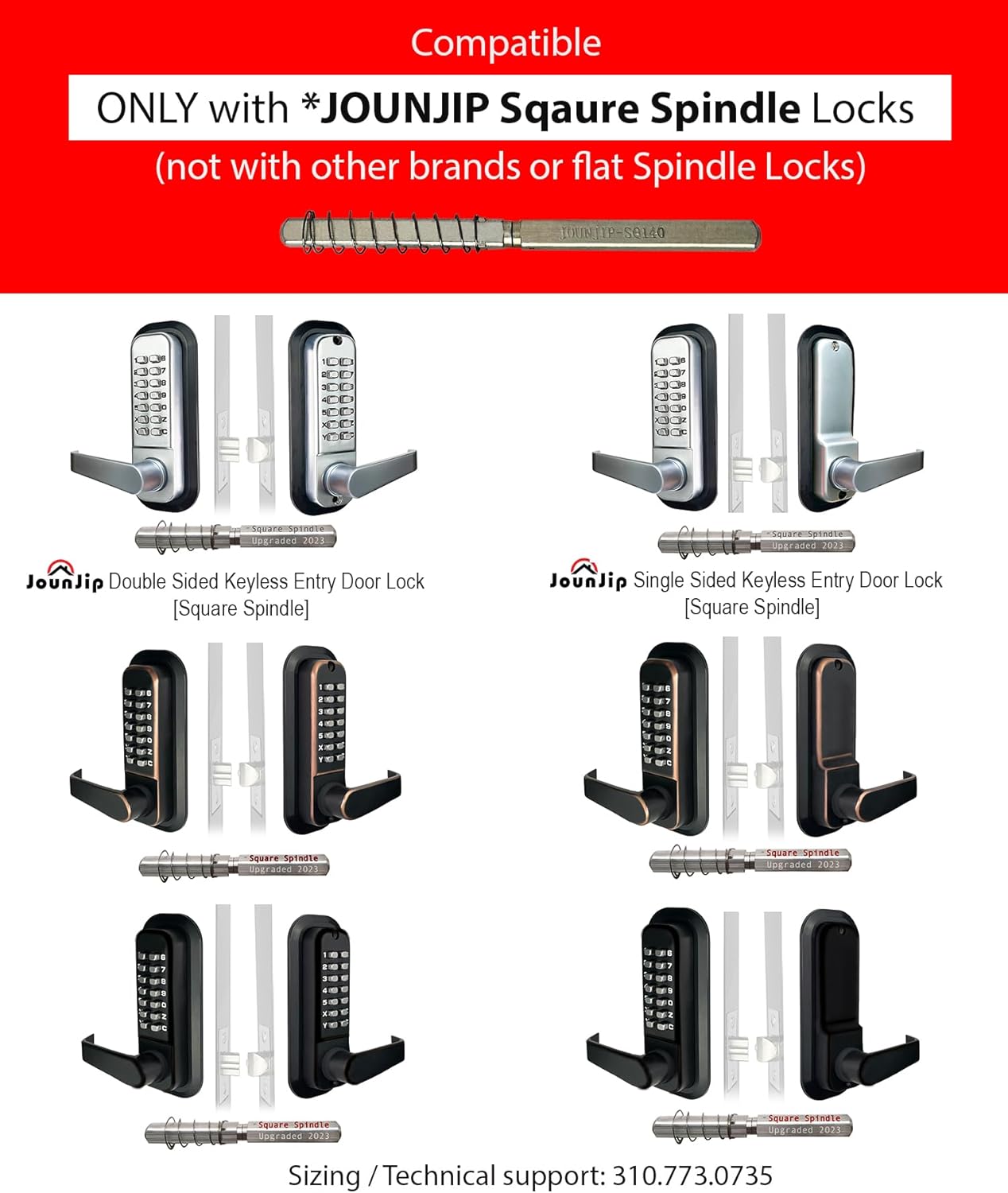 JOUNJIP Square Spindle Thick Door Extension Kit Perfect Fit for JOUNJIP Square Spindle Mechanic Locks