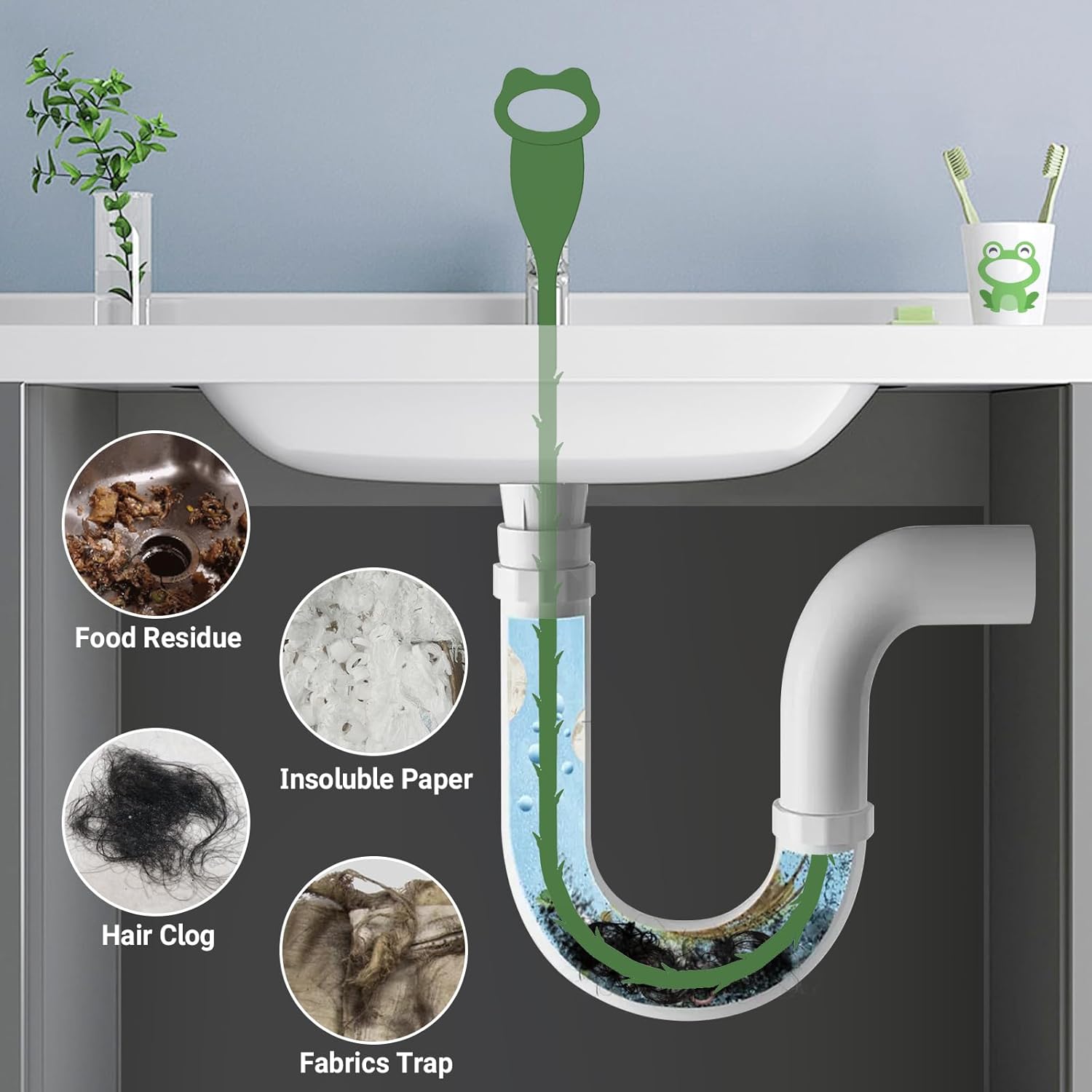 Reliahom 6-Pack 27-inch Drain Snake Sink Hair Catcher Kitchen Bathroom Drain Cleaner