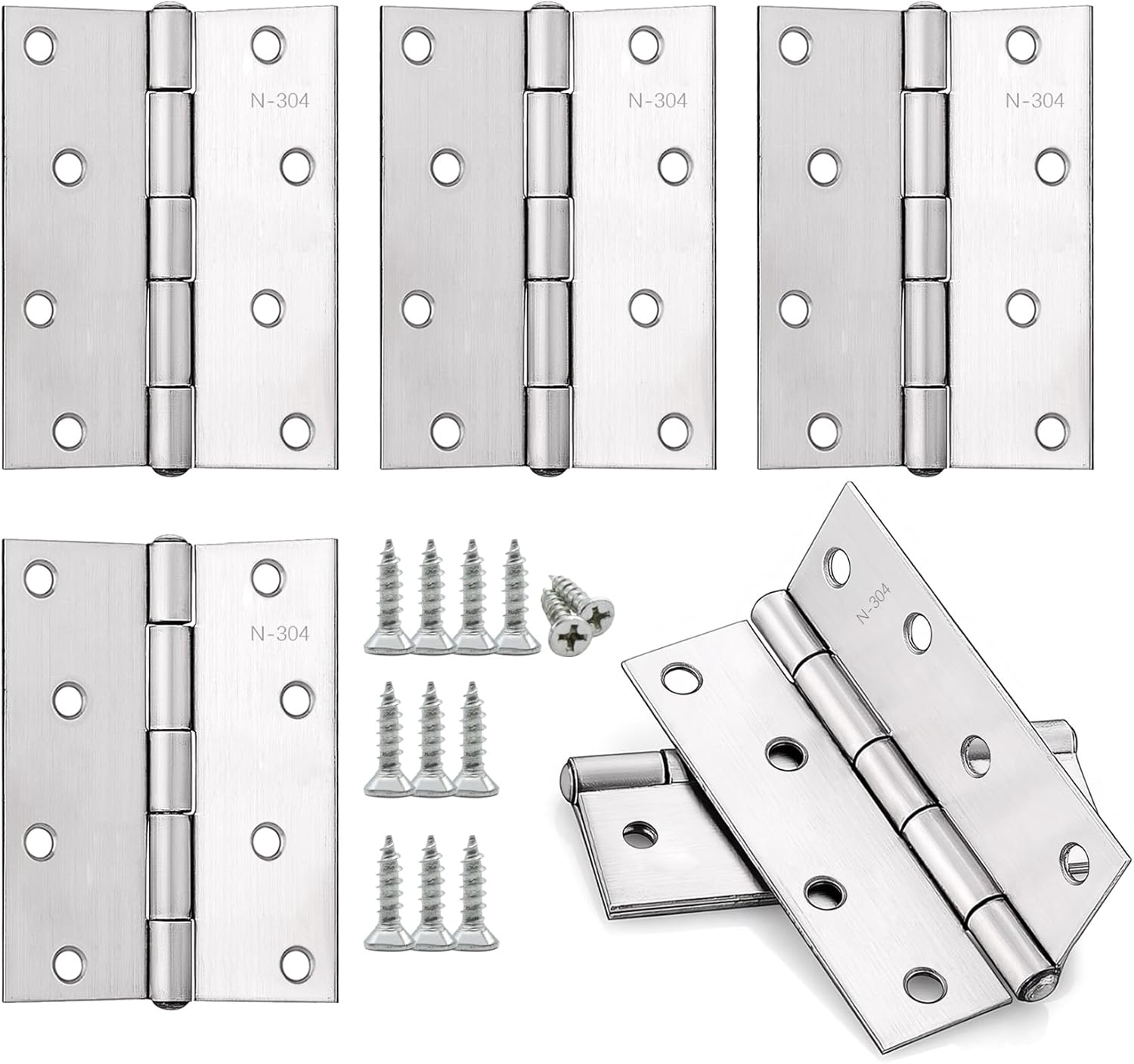 Anstore 4-Piece Stainless Steel Door Hinges for Wood 4-Inch Thickened Bifold Door Hardware