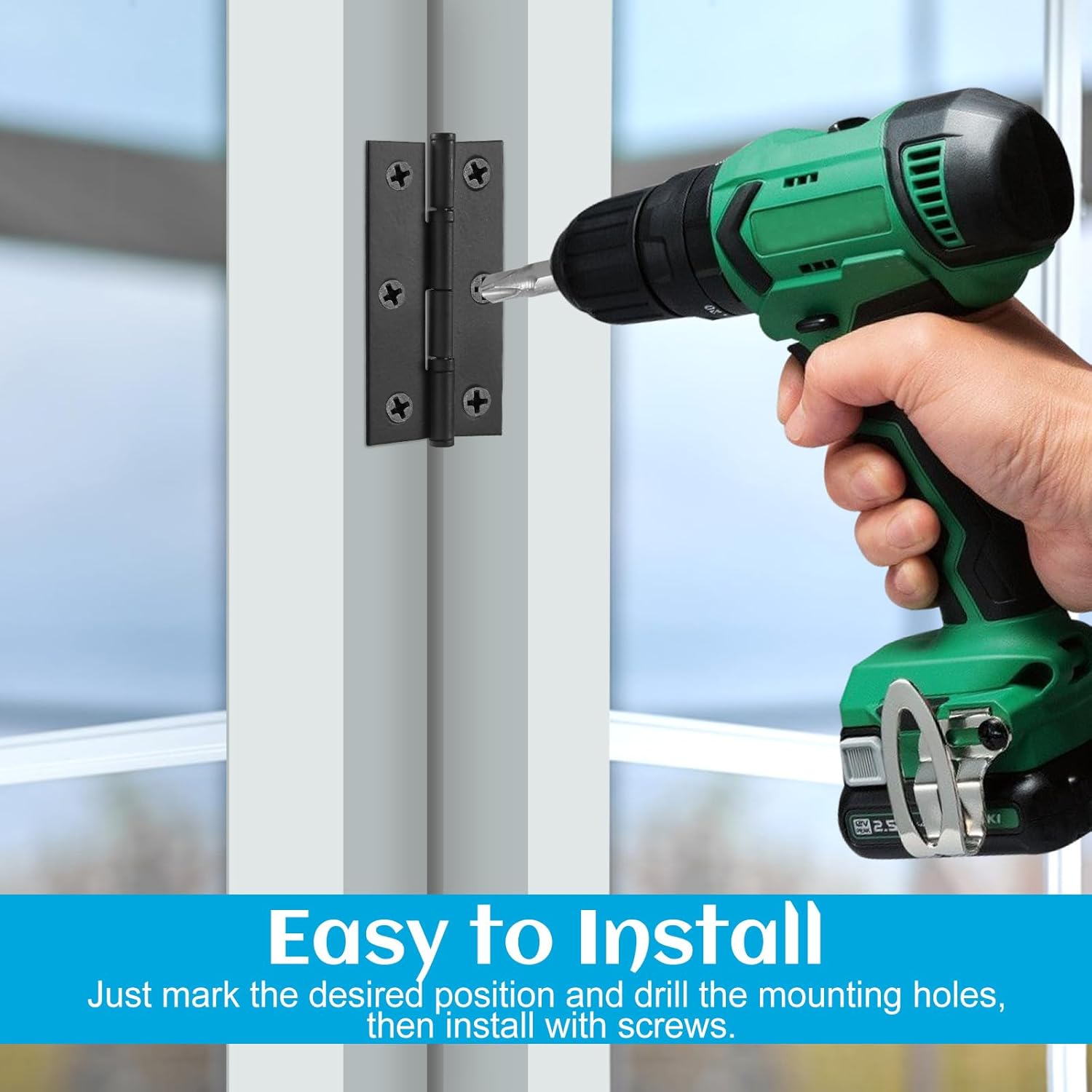 4-Pack Black Door Hinges Stainless Steel Folding Door Hinges Black Matte