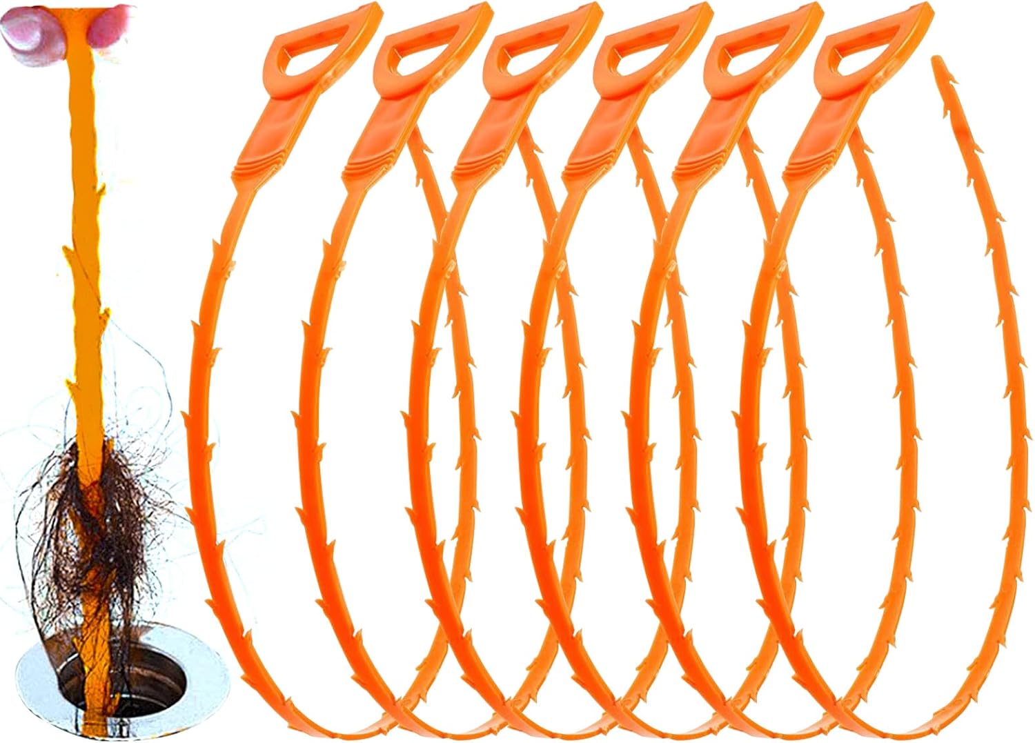 Huryfox Drain Clog Remover - 6-Pack 20-Inch Drains Pipes - No-Hassle Hair Catcher _affordable_drain_cleaner