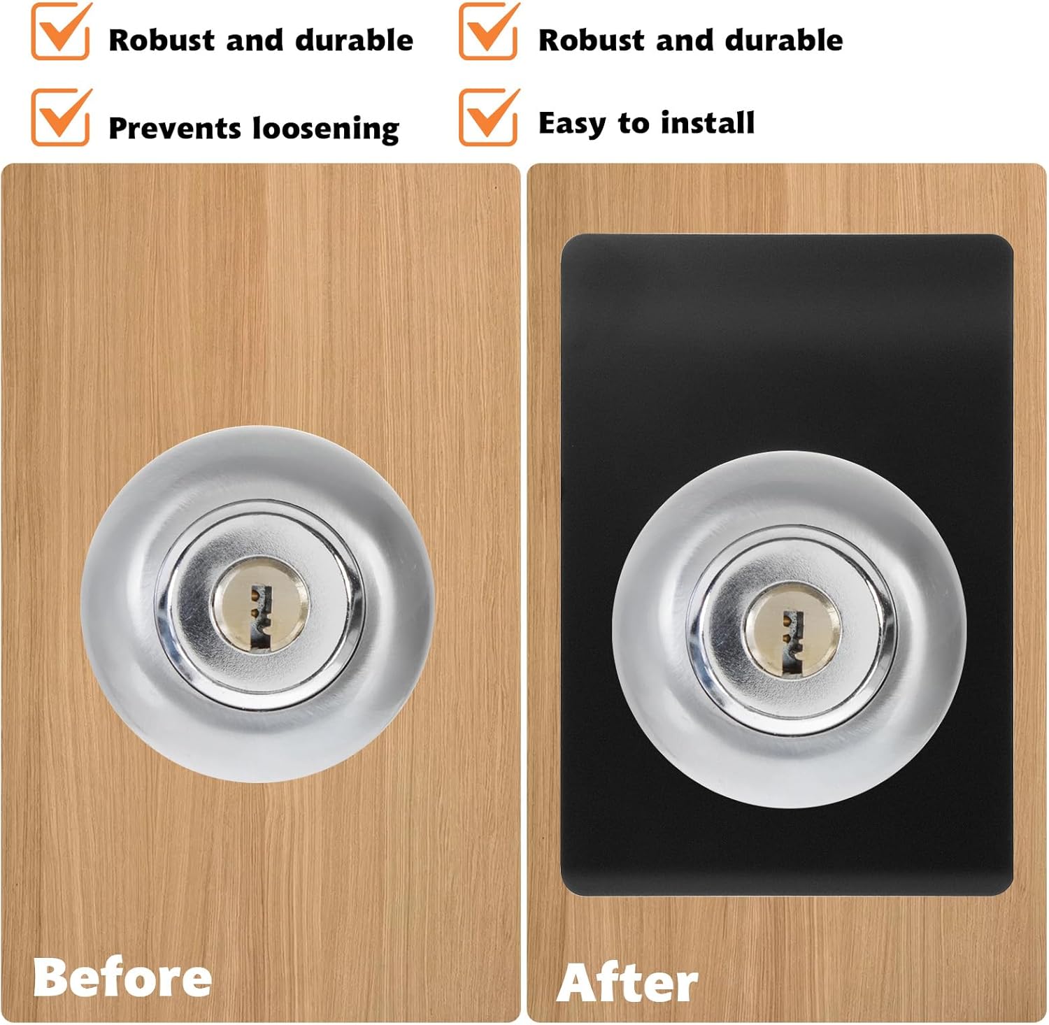 Thinp Door Reinforcement Plate 2-Piece Set - Sturdy Steel for Deadbolt Knob Covers