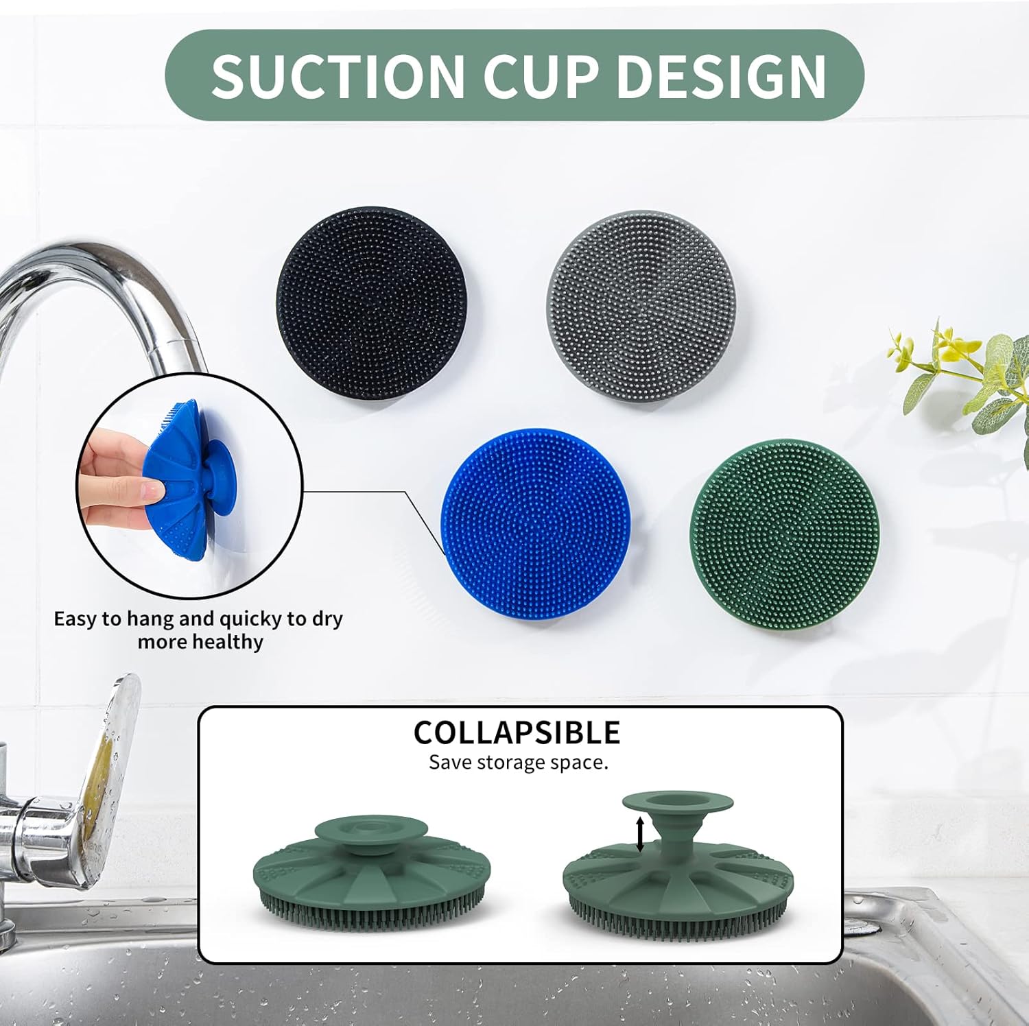 10-Piece Set Non-Scratch Silicone Scrub Sponges Eco-Friendly and Reusable Kitchen Cleaning Tools