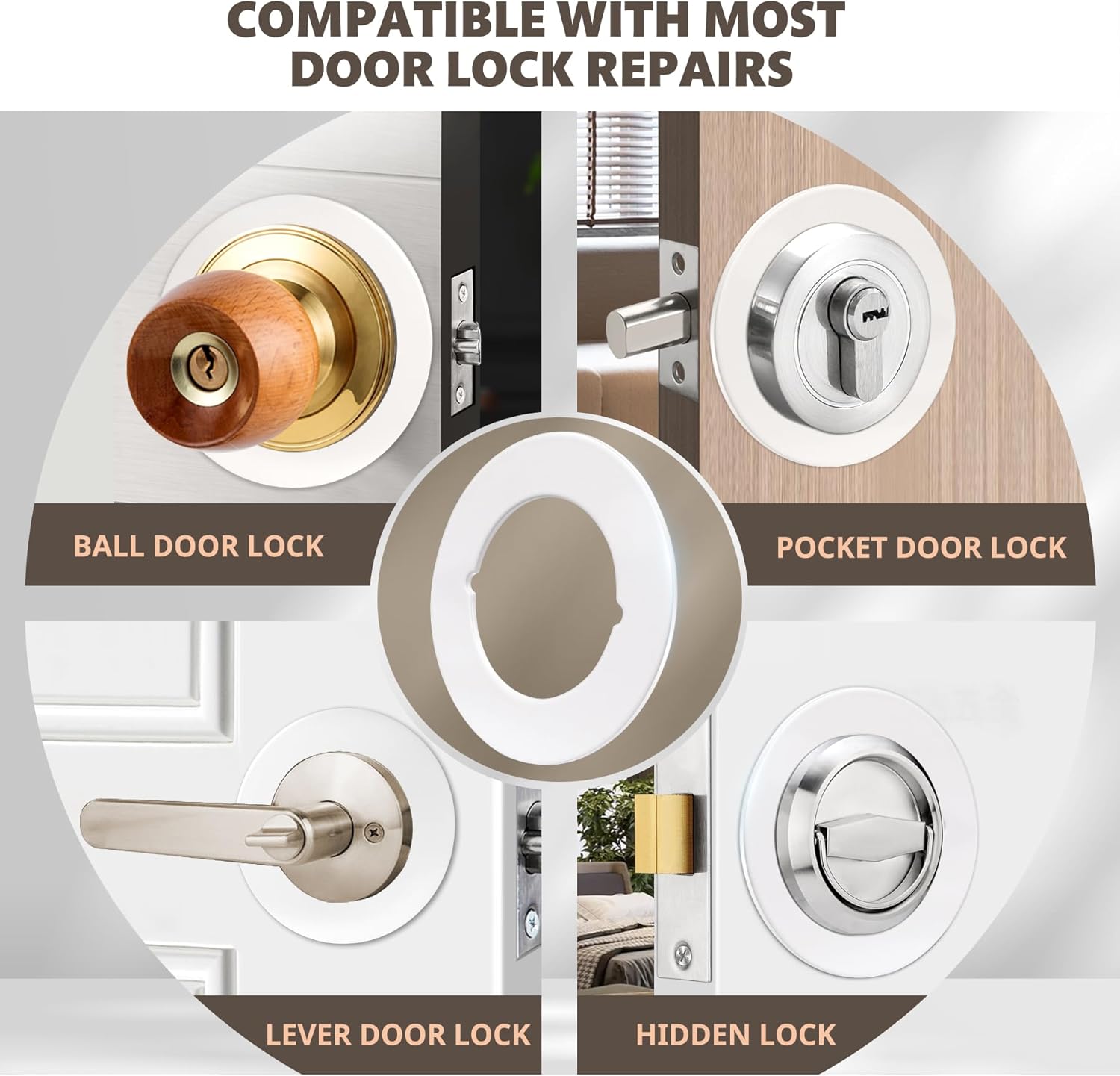 Vizava2 Pcs Door Knob Plates with Double-Sided Tape for Deadbolts Knobs