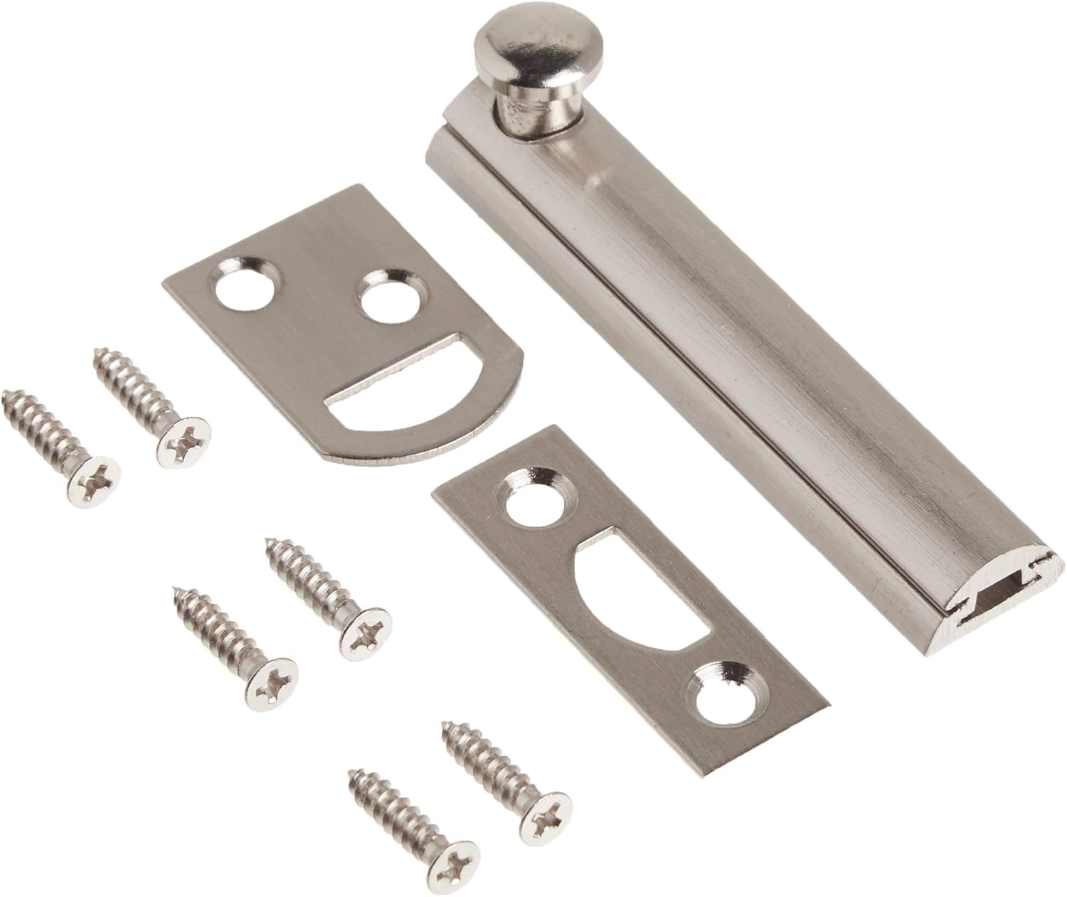 Hickory Hardware Security Slide Latch Door Lock Bolt Pair - Heavy-Duty Satin Nickel
