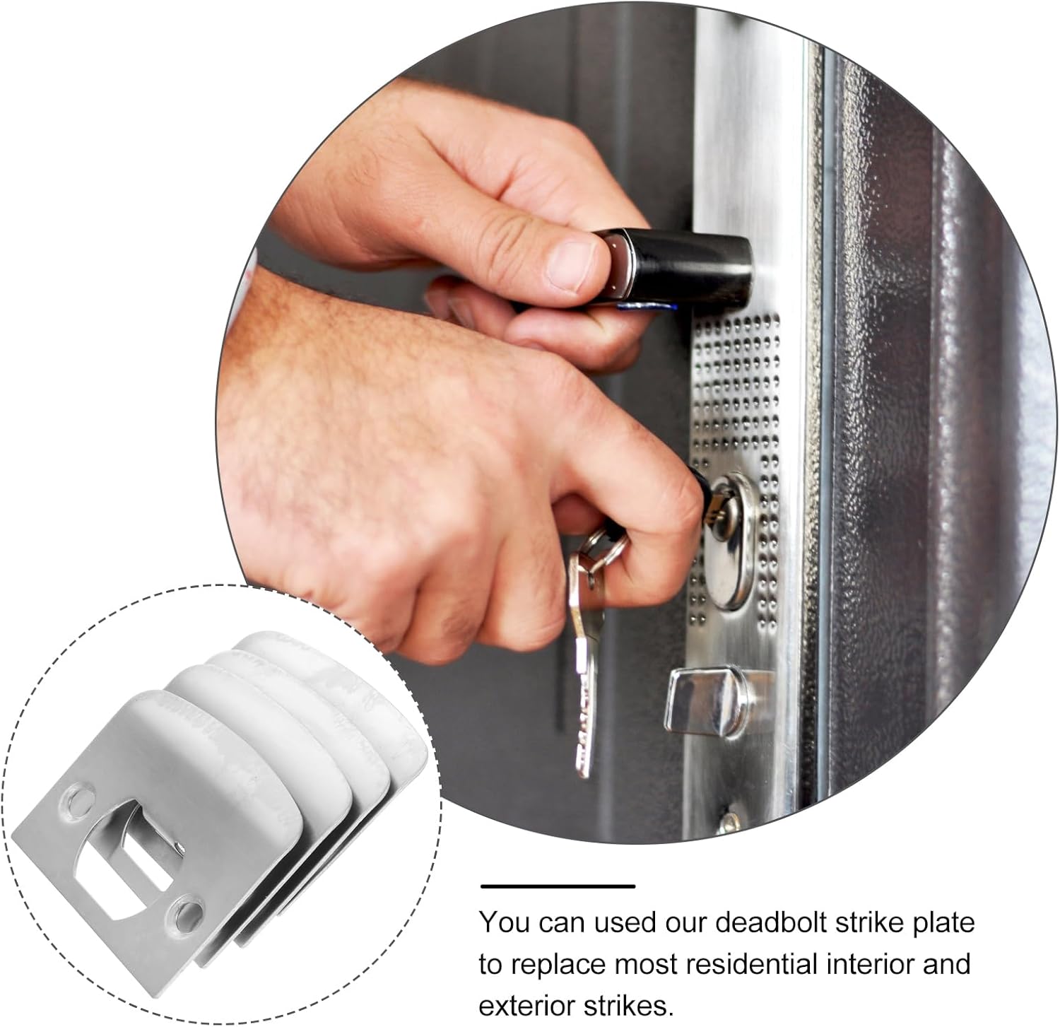 Veemoon 12-Piece Stainless Steel Door Strike Plate Kit Exterior Door Reinforcement for Home Security