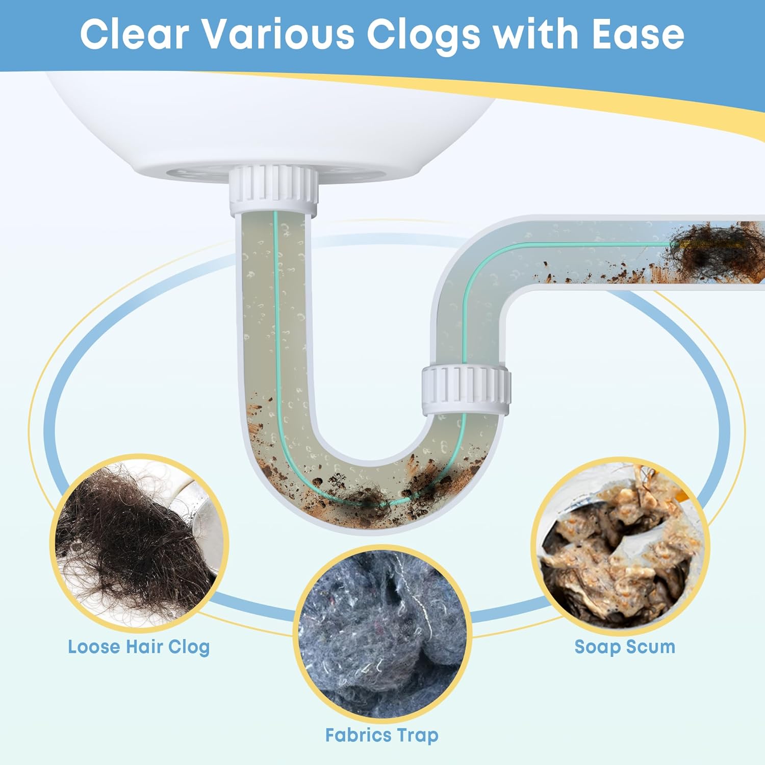 Kellys Collection 3-Piece Drain Snake Set 50 inch Extra Long Metal Snake with nylon coating