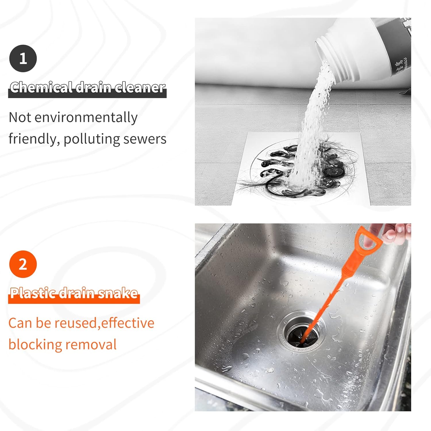 Huryfox Drain Clog Remover - 6-Pack 20-Inch Drains Pipes - No-Hassle Hair Catcher _affordable_drain_cleaner