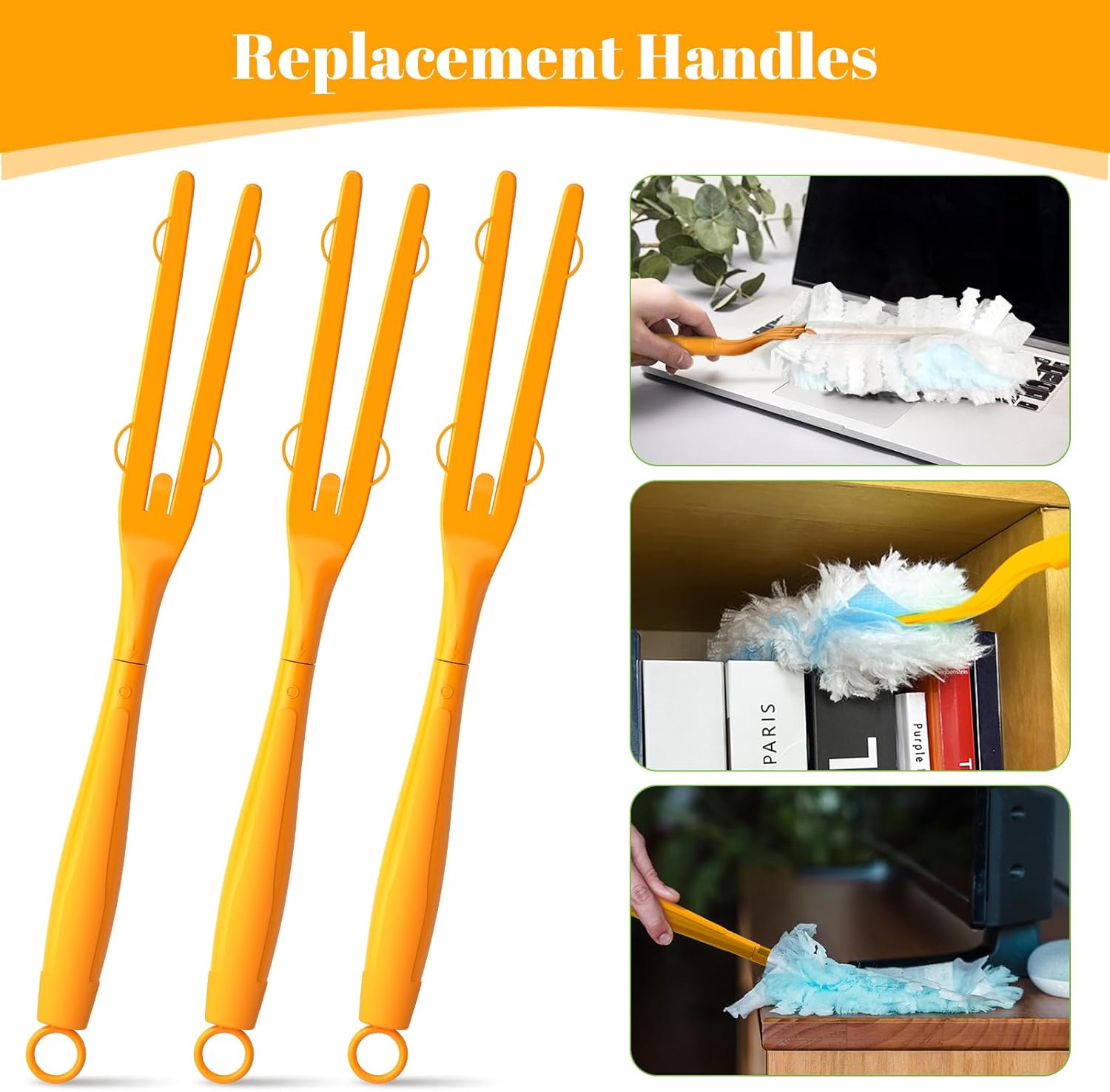 Get a Set of 3 Extendable Duster Handles for Swiffer - Family-Friendly Eco-Friendly Cleaning Tool