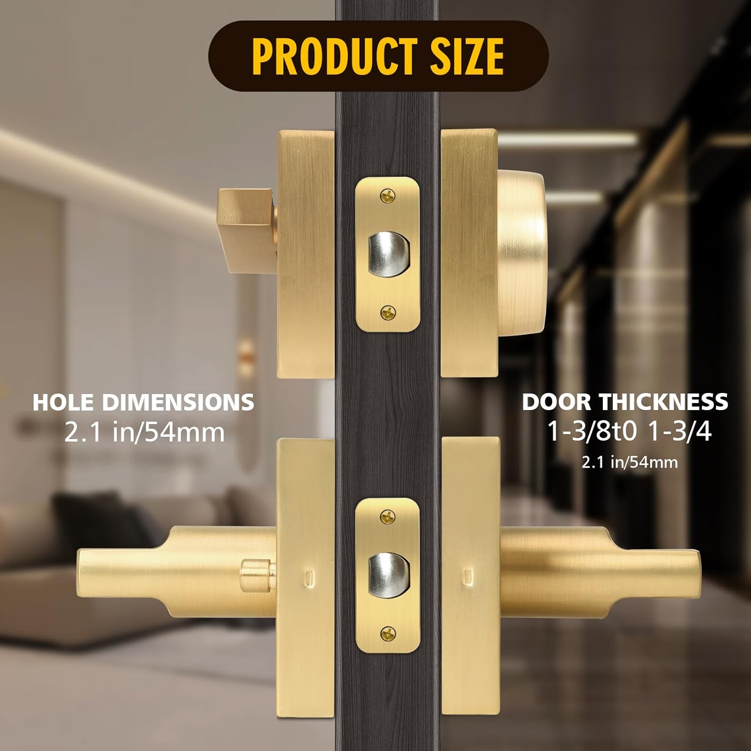 Cielsa DawnGold Heavy Duty Privacy Lever Door Handle and Single Cylinder Deadbolt Lock Set Easy Install 1-Year Warranty