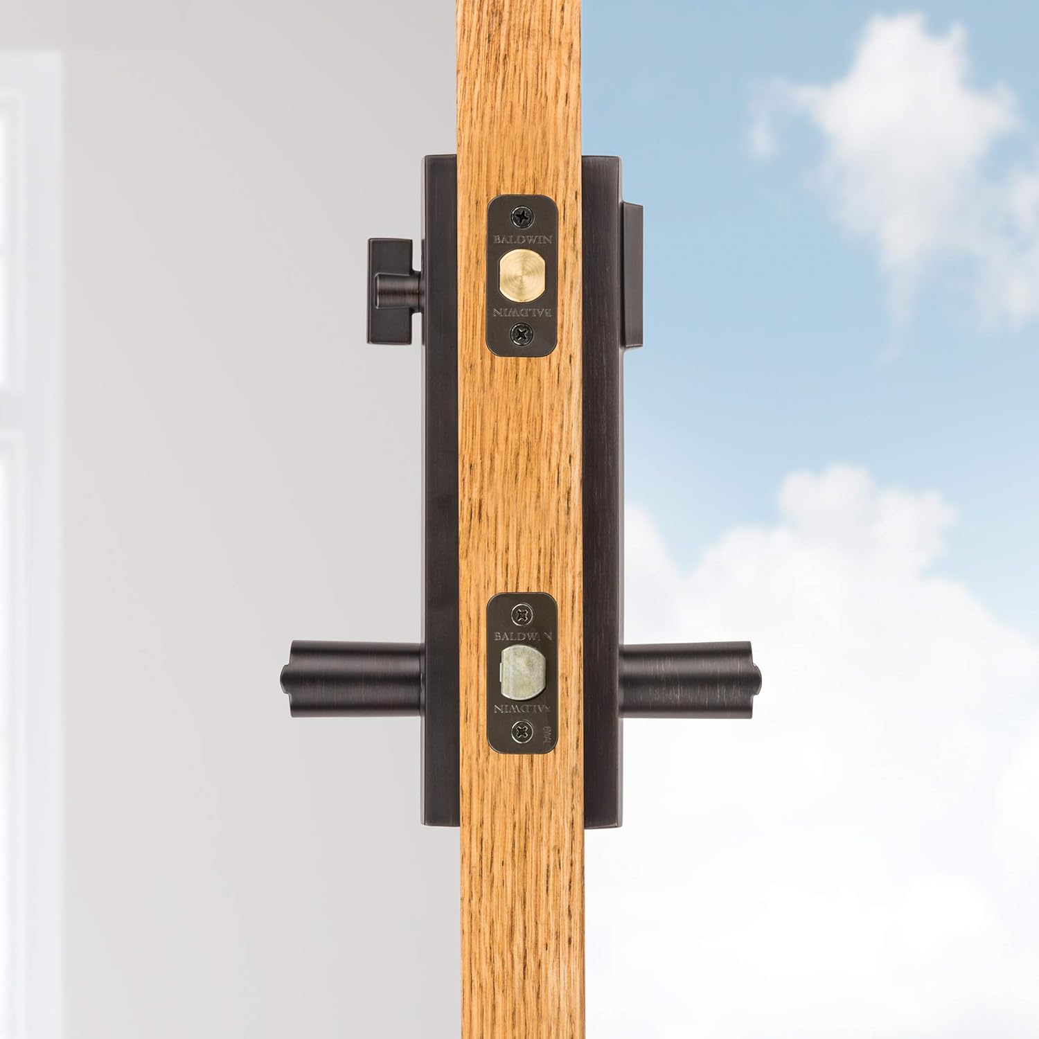 Baldwin Spyglass Entry Door Set with SmartKey Re-Key Technology and Matte Black Finish