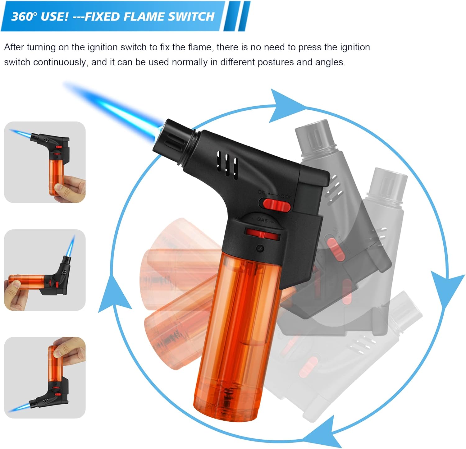 Samniu 4-Piece Refillable Torch Lighter Set - Mini Jet Flame Stick Windproof for Candle Grill and More