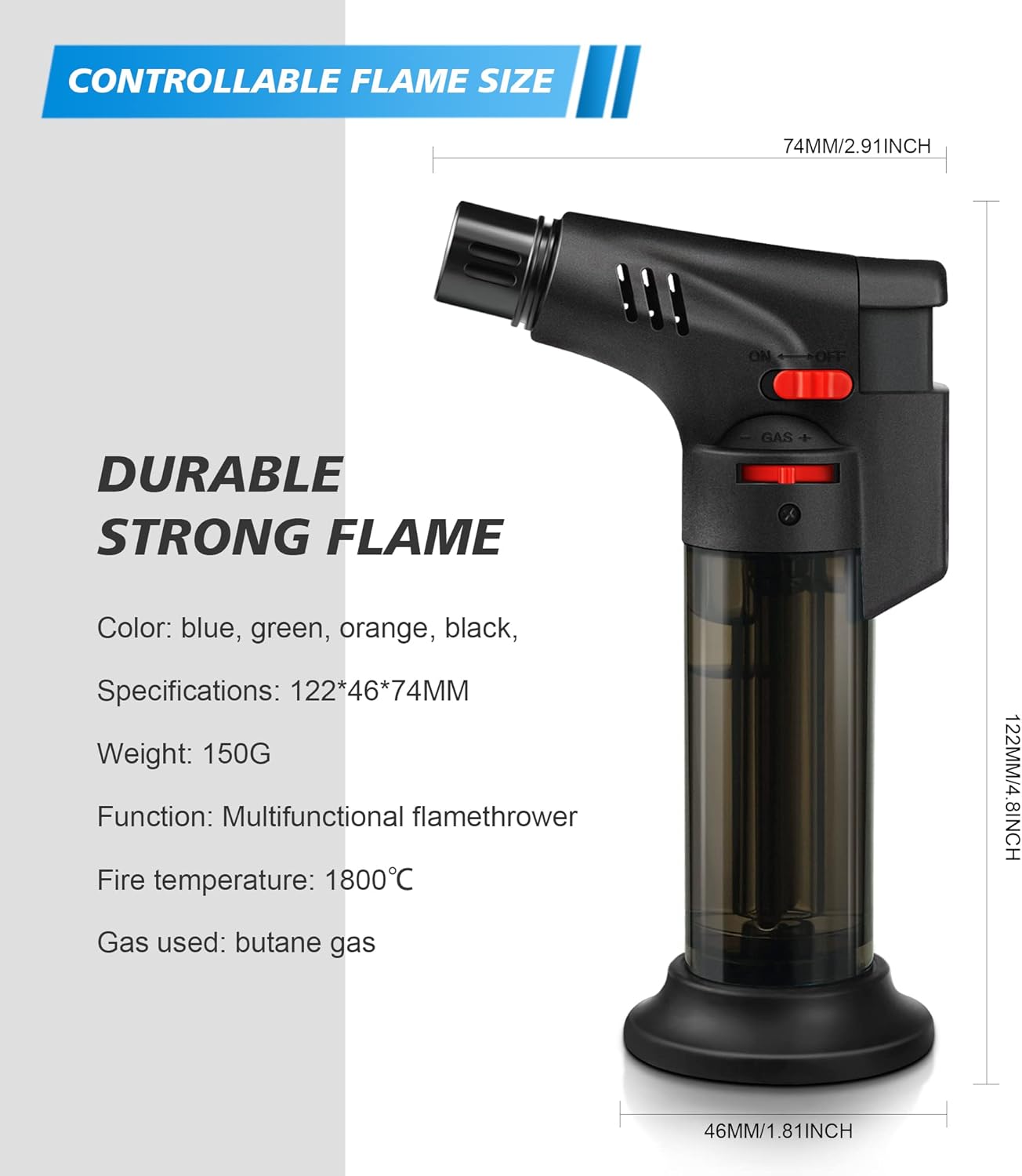 Samniu 4-Piece Refillable Torch Lighter Set - Mini Jet Flame Stick Windproof for Candle Grill and More