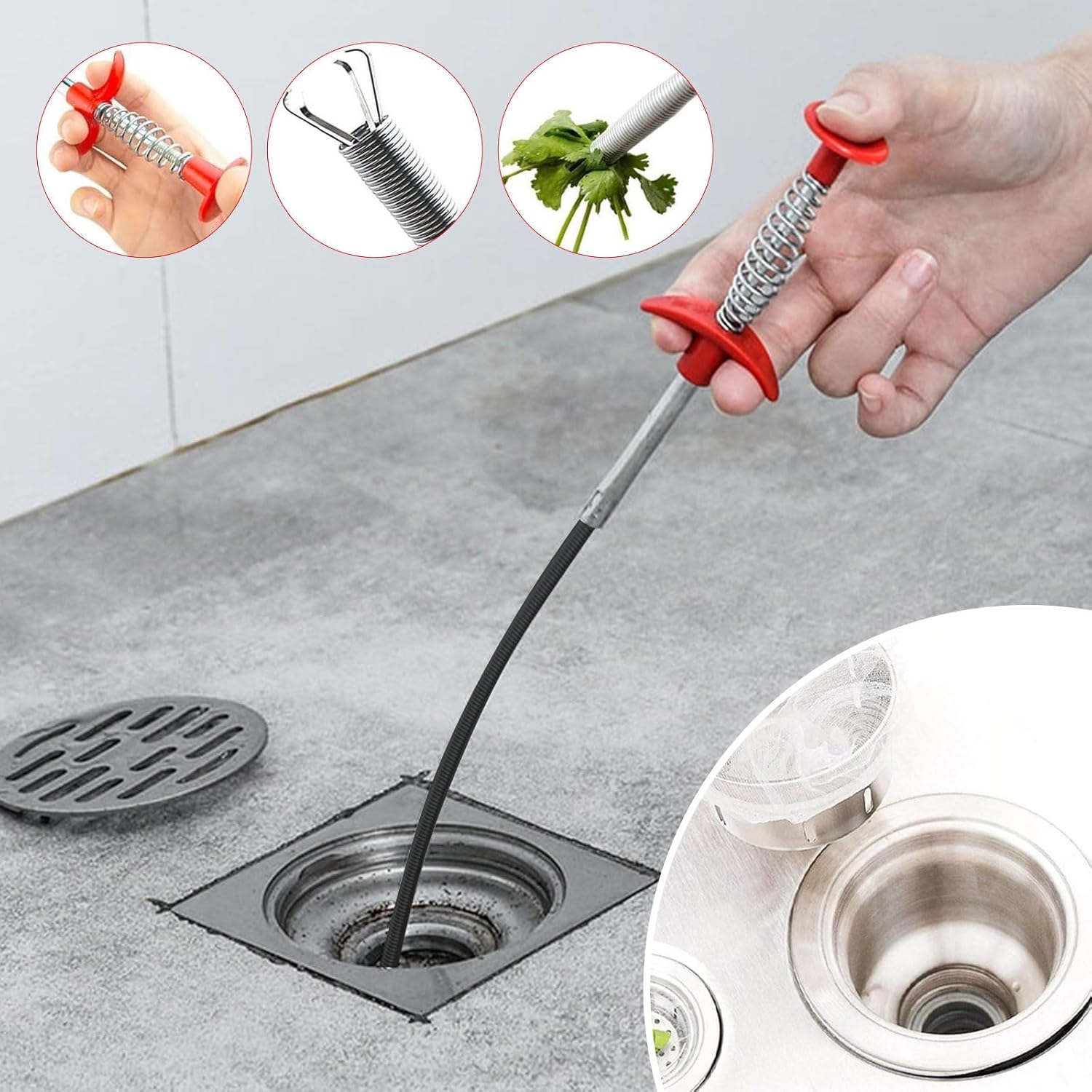 61 Inch Drain Snake HairDrain Clog Remover Tool Perfect for Kitchen Bathroom and Toiletheadache-free Cleaning