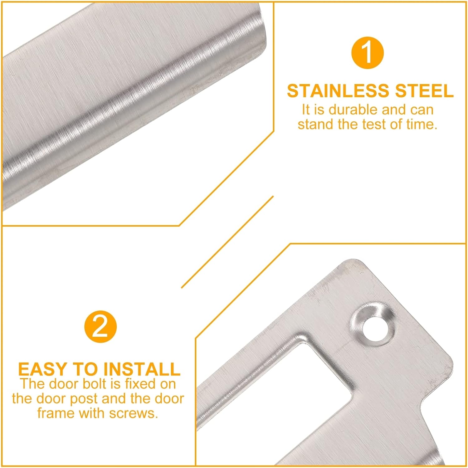5PCS Door Latch Plate Set Stainless Steel T Strike for Wood Metal Doors - Durable Entry Door Reinforcement