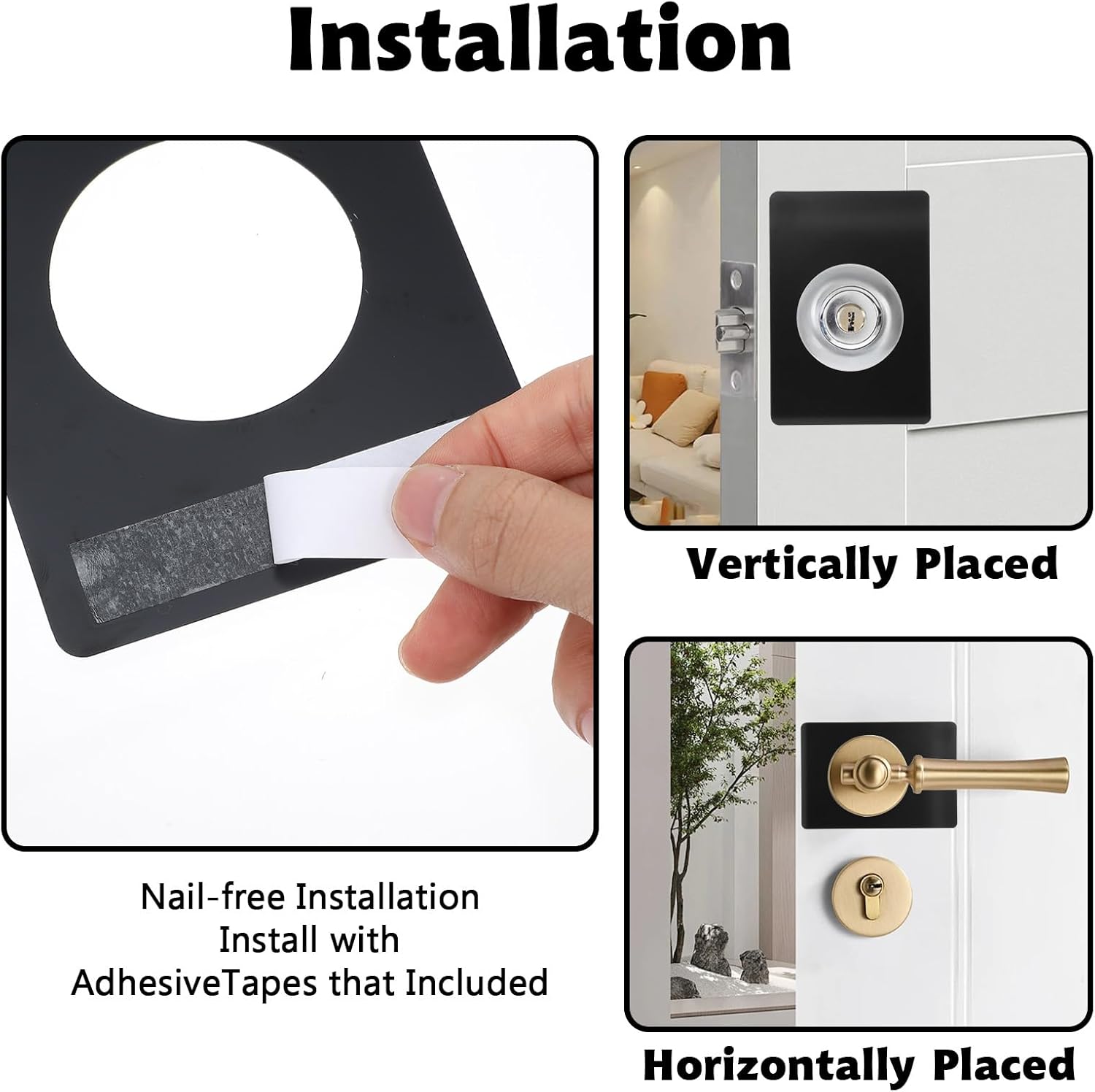 Thinp Door Reinforcement Plate 2-Piece Set - Sturdy Steel for Deadbolt Knob Covers