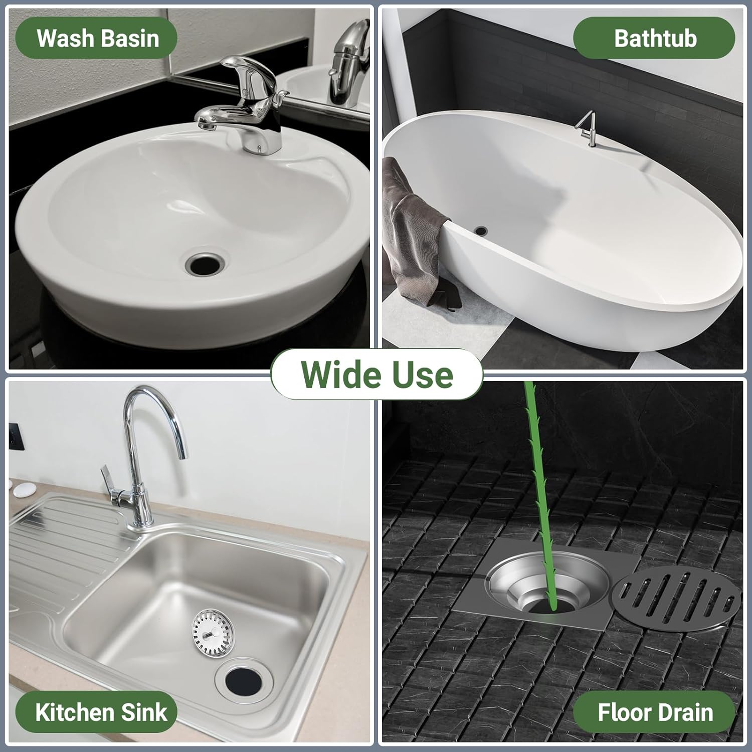 Reliahom 6-Pack 27-inch Drain Snake Sink Hair Catcher Kitchen Bathroom Drain Cleaner