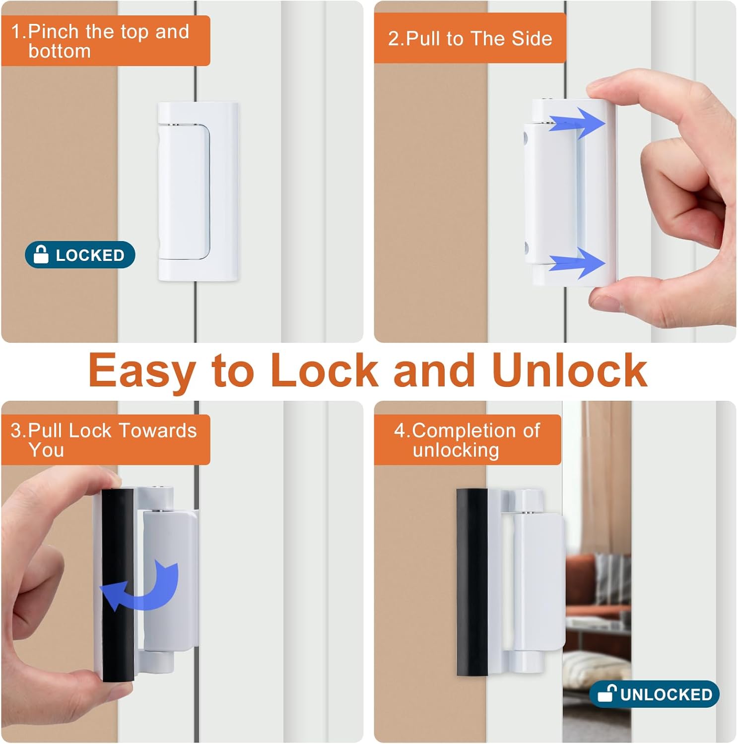 2-Pack Home Security Door Lock Childproof 3 Stop 800 lbs Force Replacement