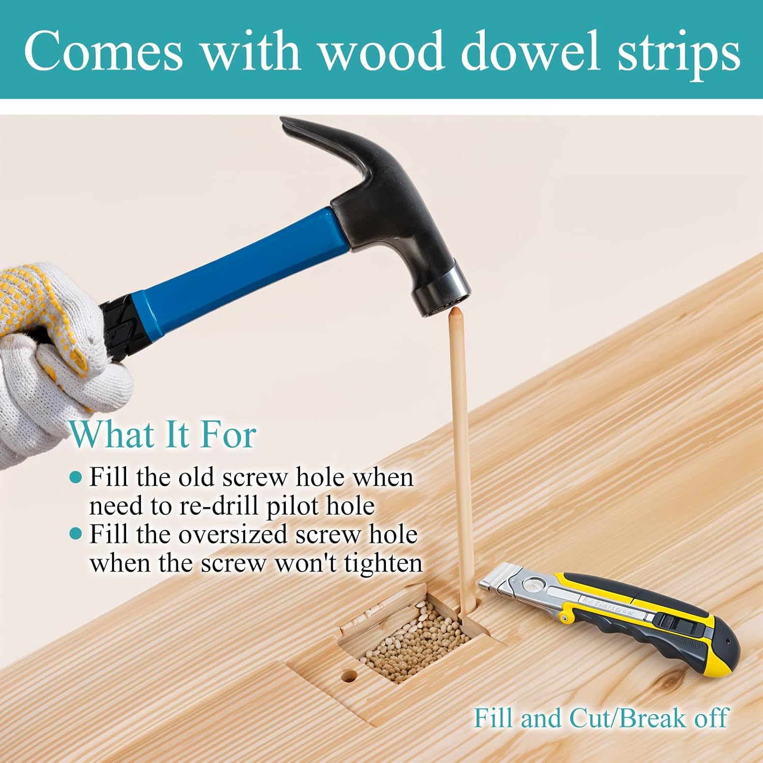 Secure Door Lock Repair Kit with 8 screws and 3 dowels for Homeowners