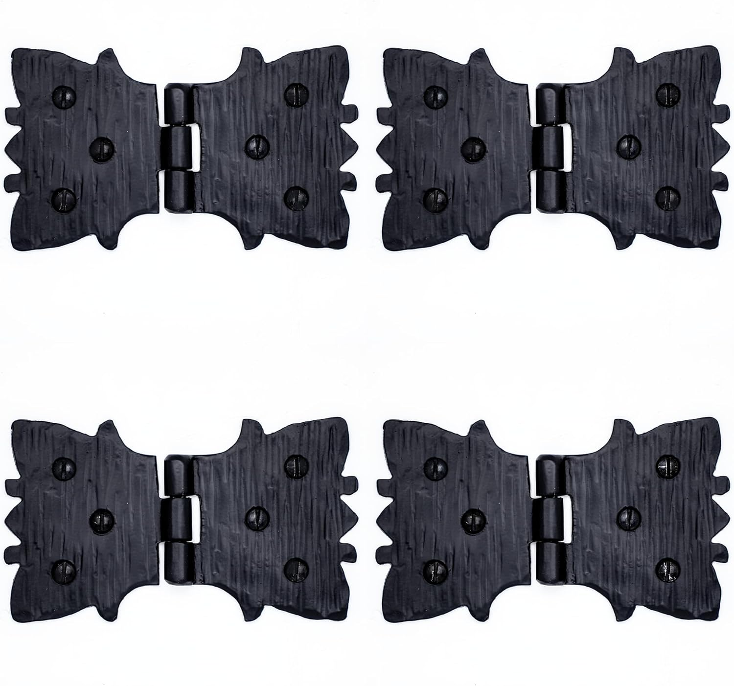 4-Pack 4-Inch Black Wrought Iron Hinges for Farmhouse Doors Gates