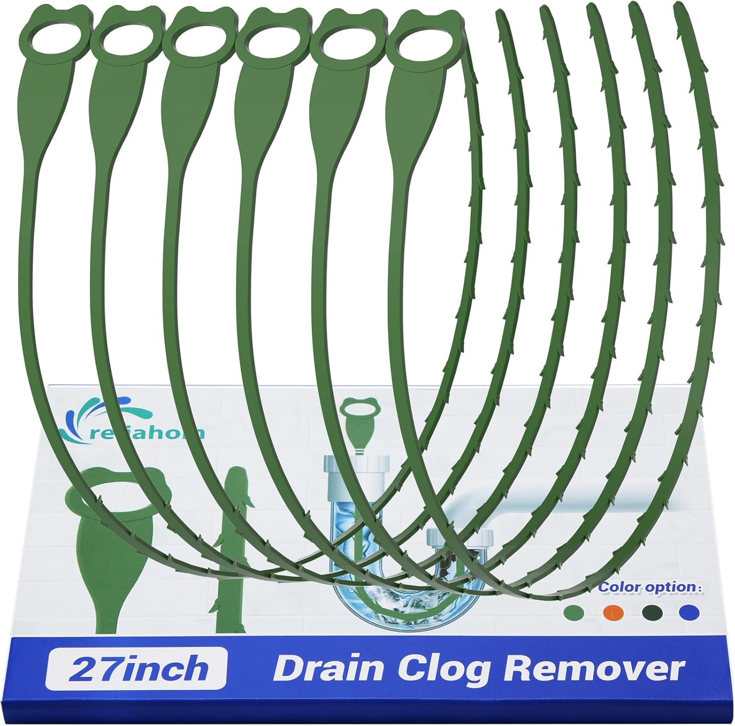 Reliahom 6-Pack 27-inch Drain Snake Sink Hair Catcher Kitchen Bathroom Drain Cleaner
