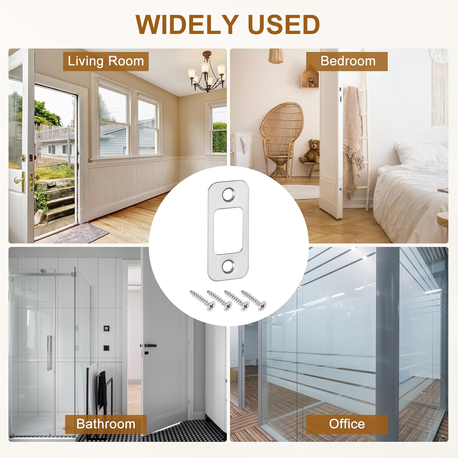 U excell2Pcs Door Strike Plate 57mm x 255mm Stainless Steel Latch Deadbolt Replacement Silver