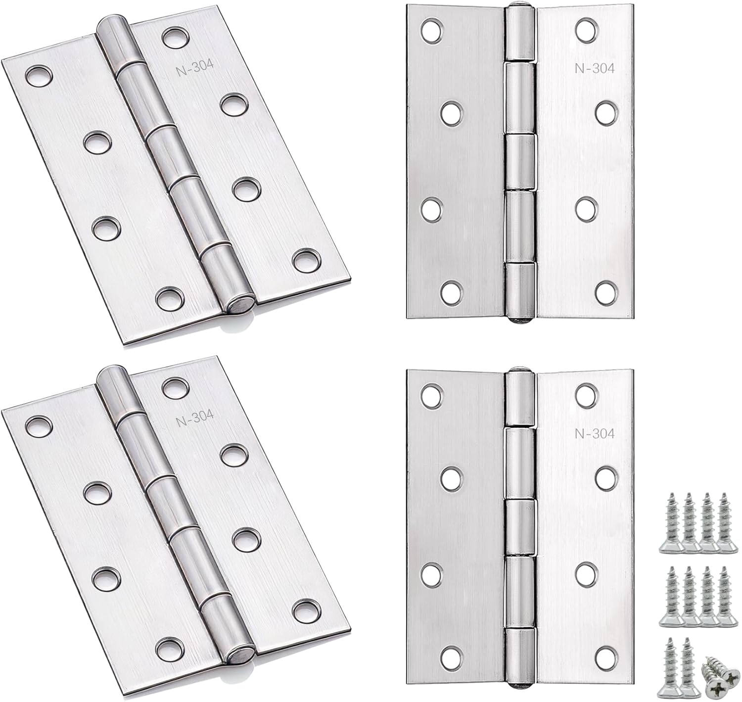 Anstore 4-Piece Stainless Steel Door Hinges for Wood 4-Inch Thickened Bifold Door Hardware