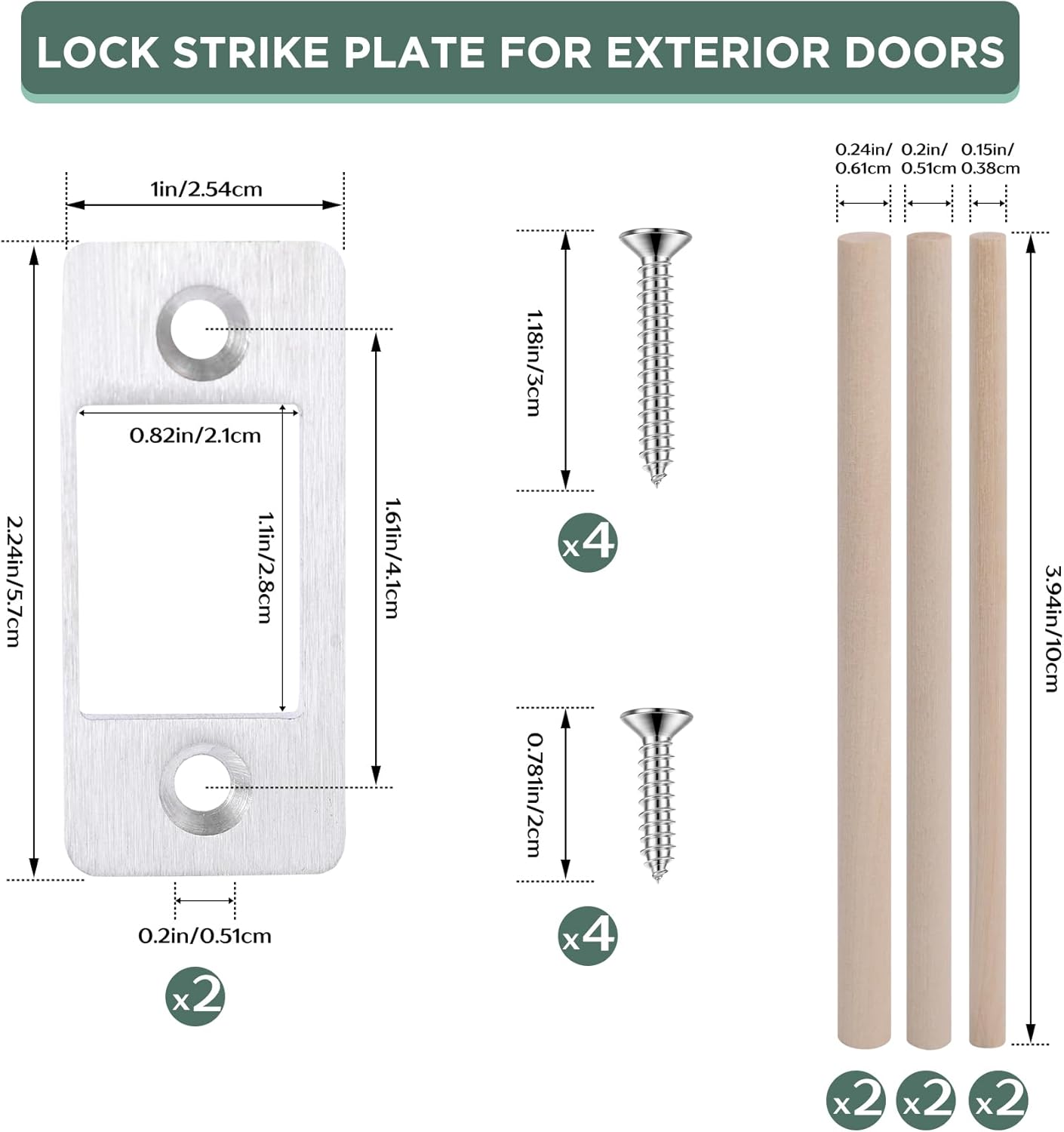 Vizava 2-PK Large Hole Deadbolt Restacers Stainless Steel Includes Tools for Secure Installation