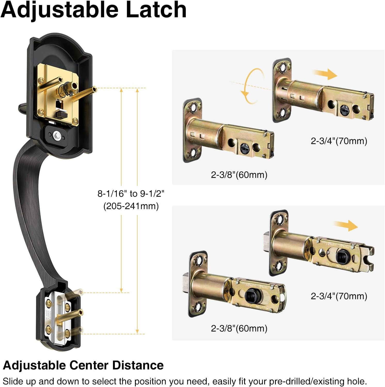 CalzibenoFront Door Handle Set Oil Rubbed Bronze Front Door Handle Set Easy Install Durable Stylish Door Handles