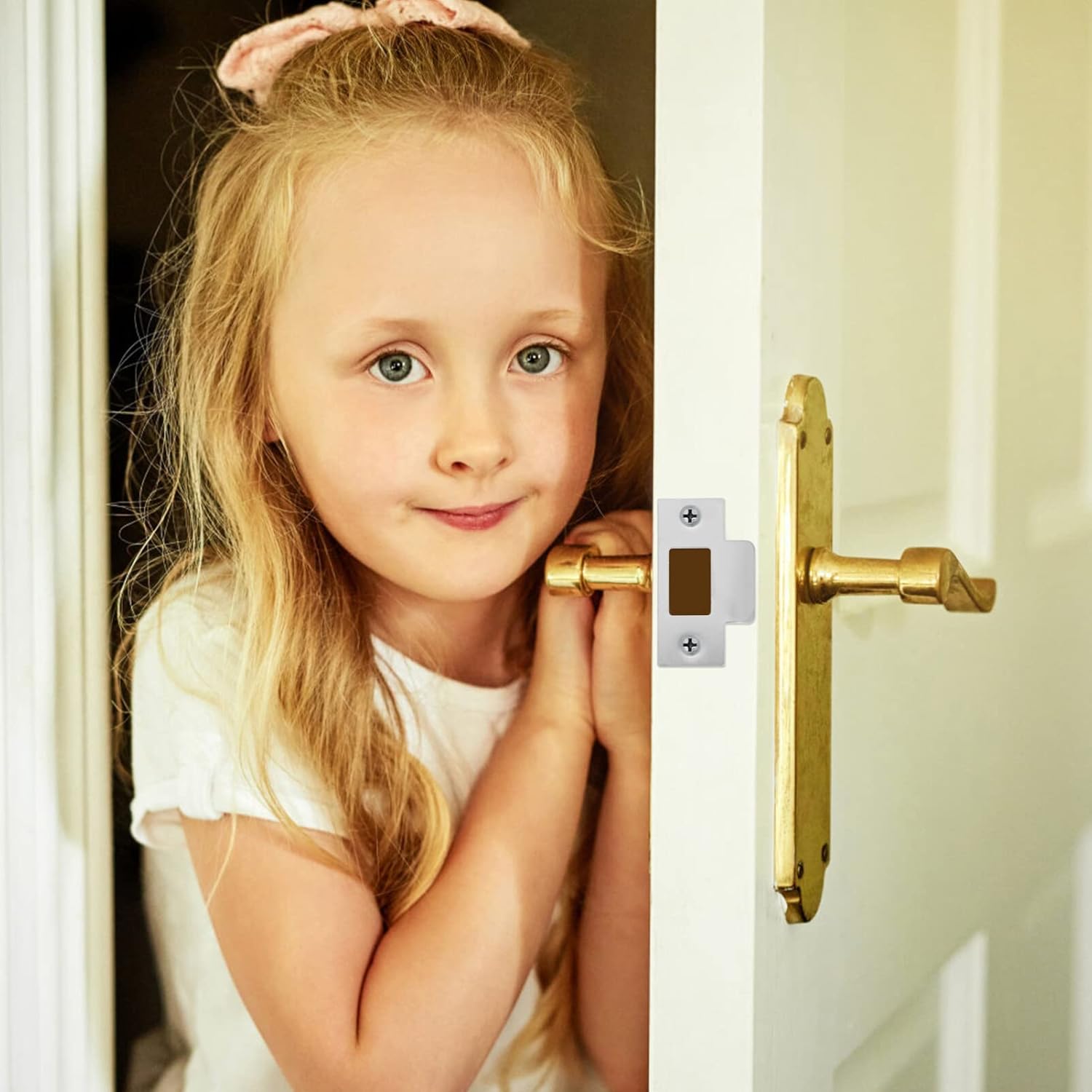 4pc Stainless Steel Deadbolt Strike Plate Door Hole Filler for Interior Doors