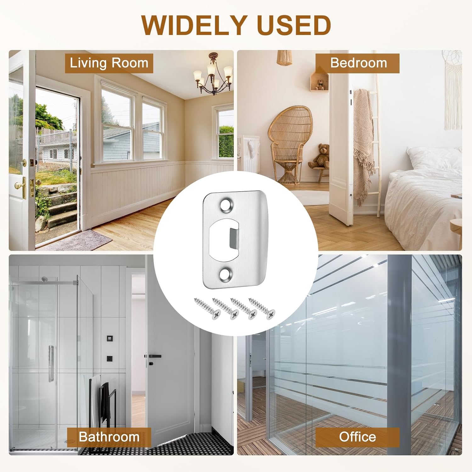 2-Pack stainless steel door strike plate Silver Replacement for broken latches