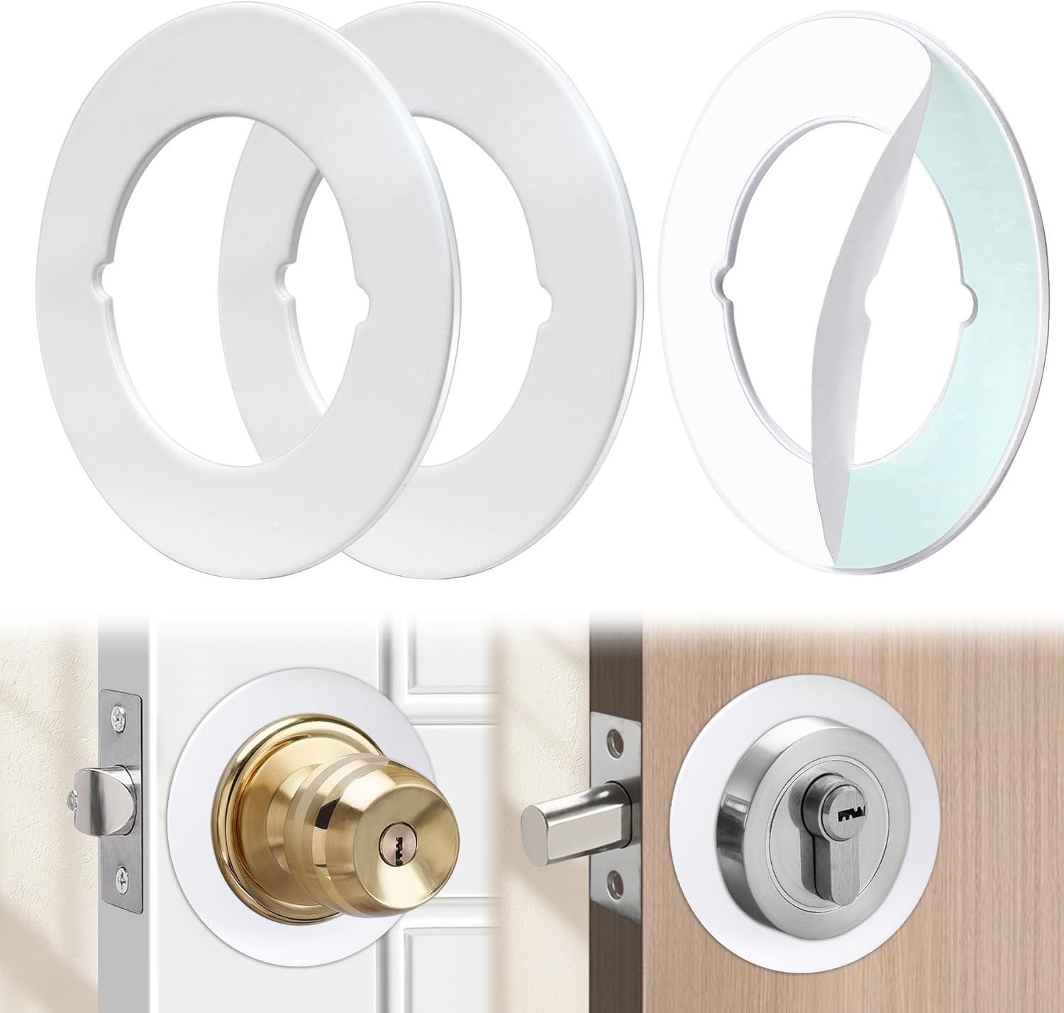 Vizava2 Pcs Door Knob Plates with Double-Sided Tape for Deadbolts Knobs