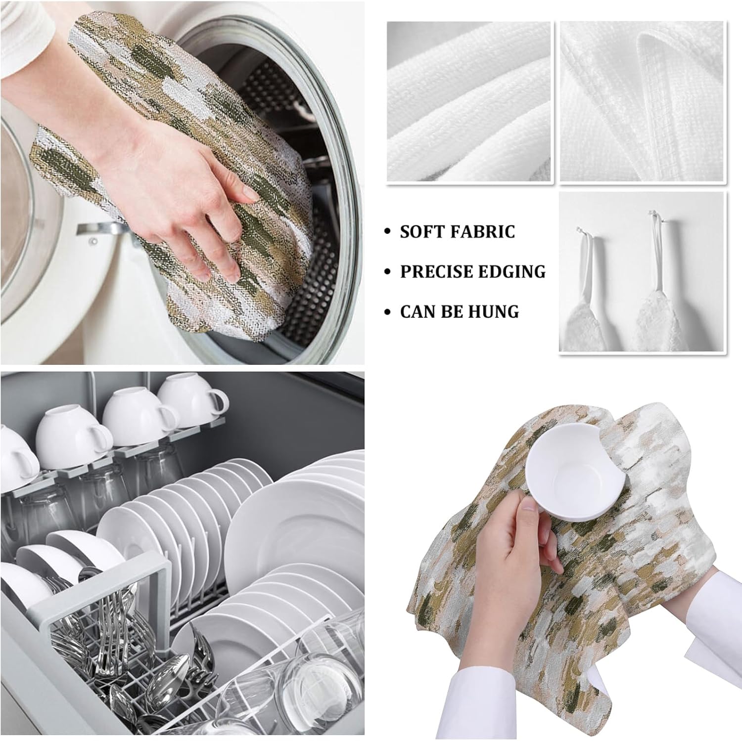 Fast-Drying Artistic Kitchen Towels Set - 4 x 18x28 Microfiber Dishcloths for Cleaning and Decor