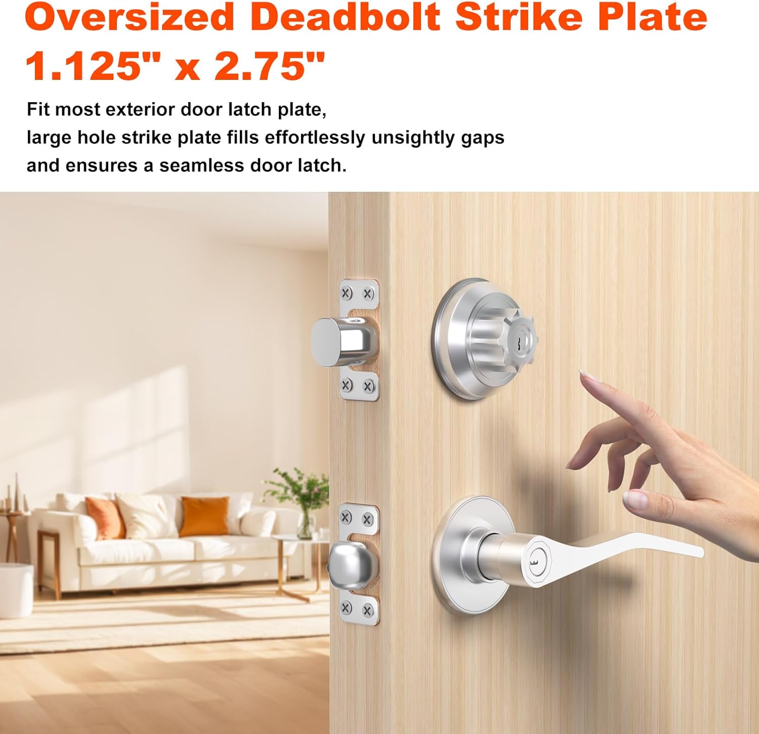 Oversized Deadbolt Strike Plate 1125 x 275 inches - Durable Replacement for Exterior Doors