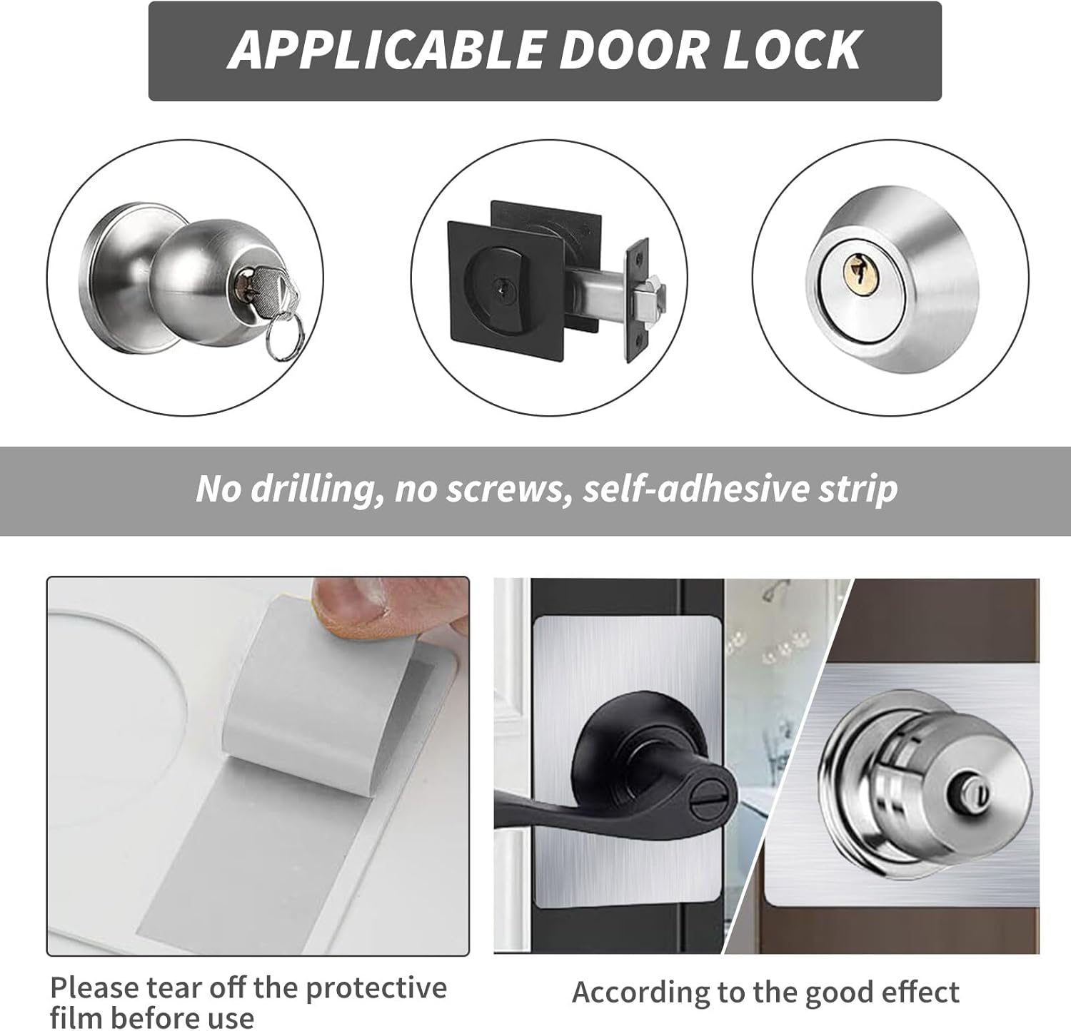 Stainless Steel Door Repair Kit with 2 PCS Door Lock Reinforcement for Descriptor