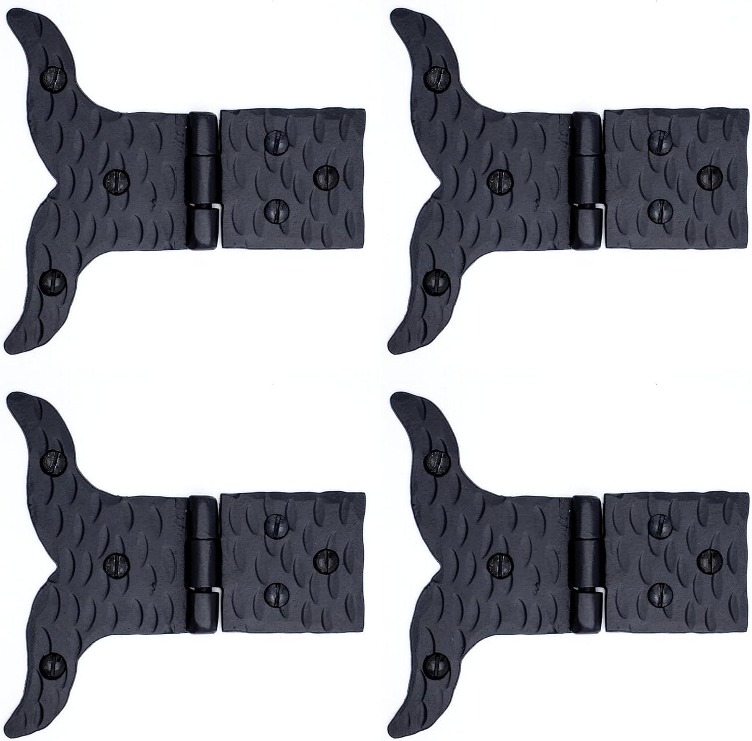 4pc Black Wrought Iron Hinges for Farmhouse Doors Rustic Iron Door Hinges