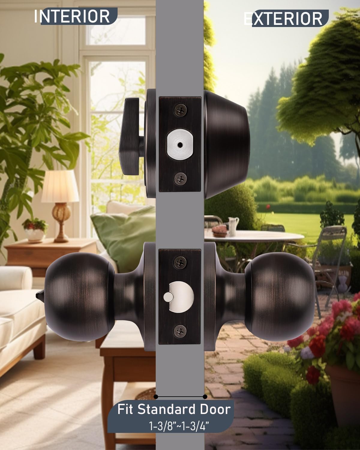 Brotima Entry Door Lockset 3-Piece Oil Rubbed Bronze Deadbolt Set With Keyed Knobs