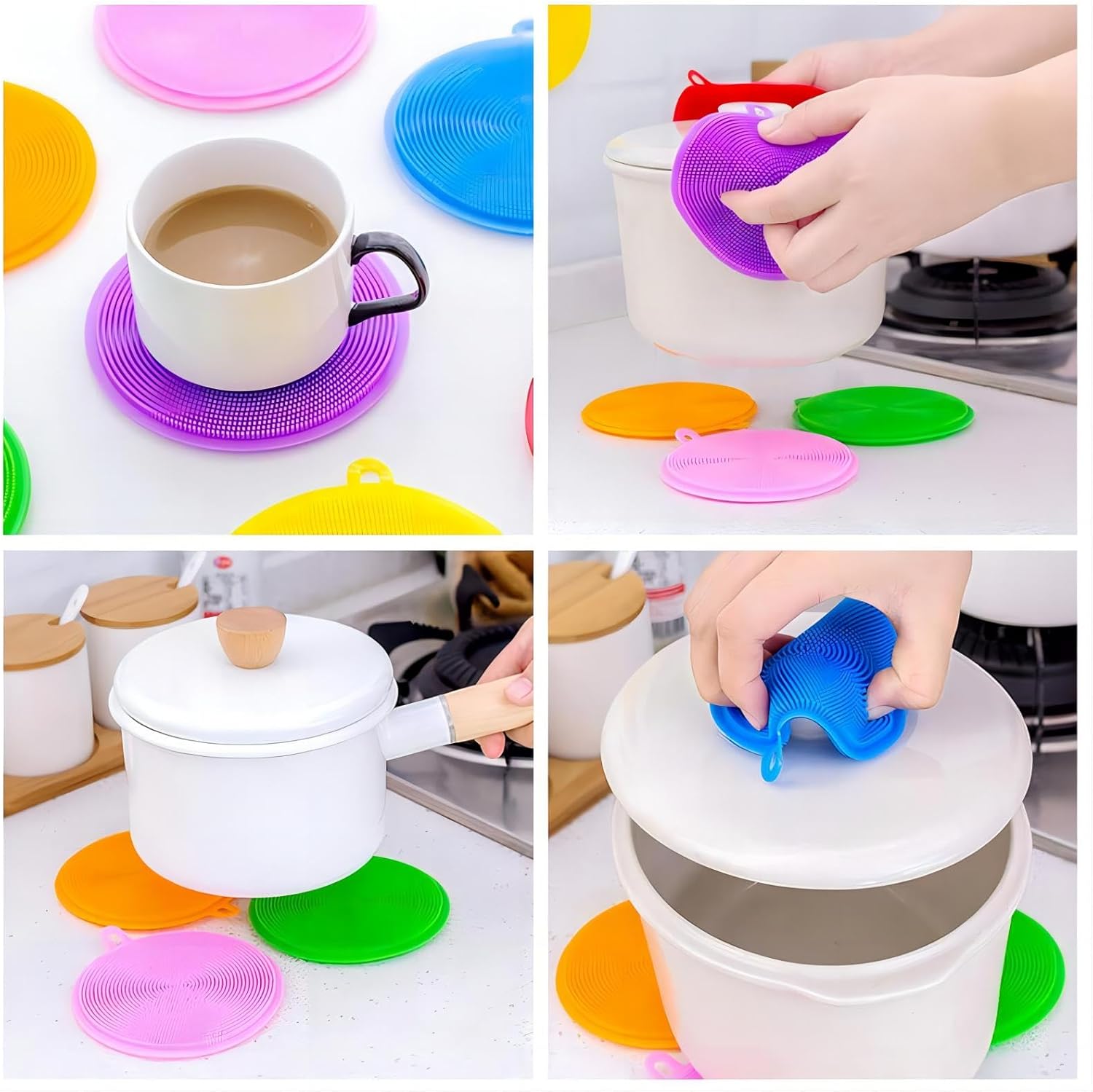 Premium Silicone Dish Scrubbers 7-Pack BPA-Free Kitchen Cleaning Tools for Dishes Vegetables and More