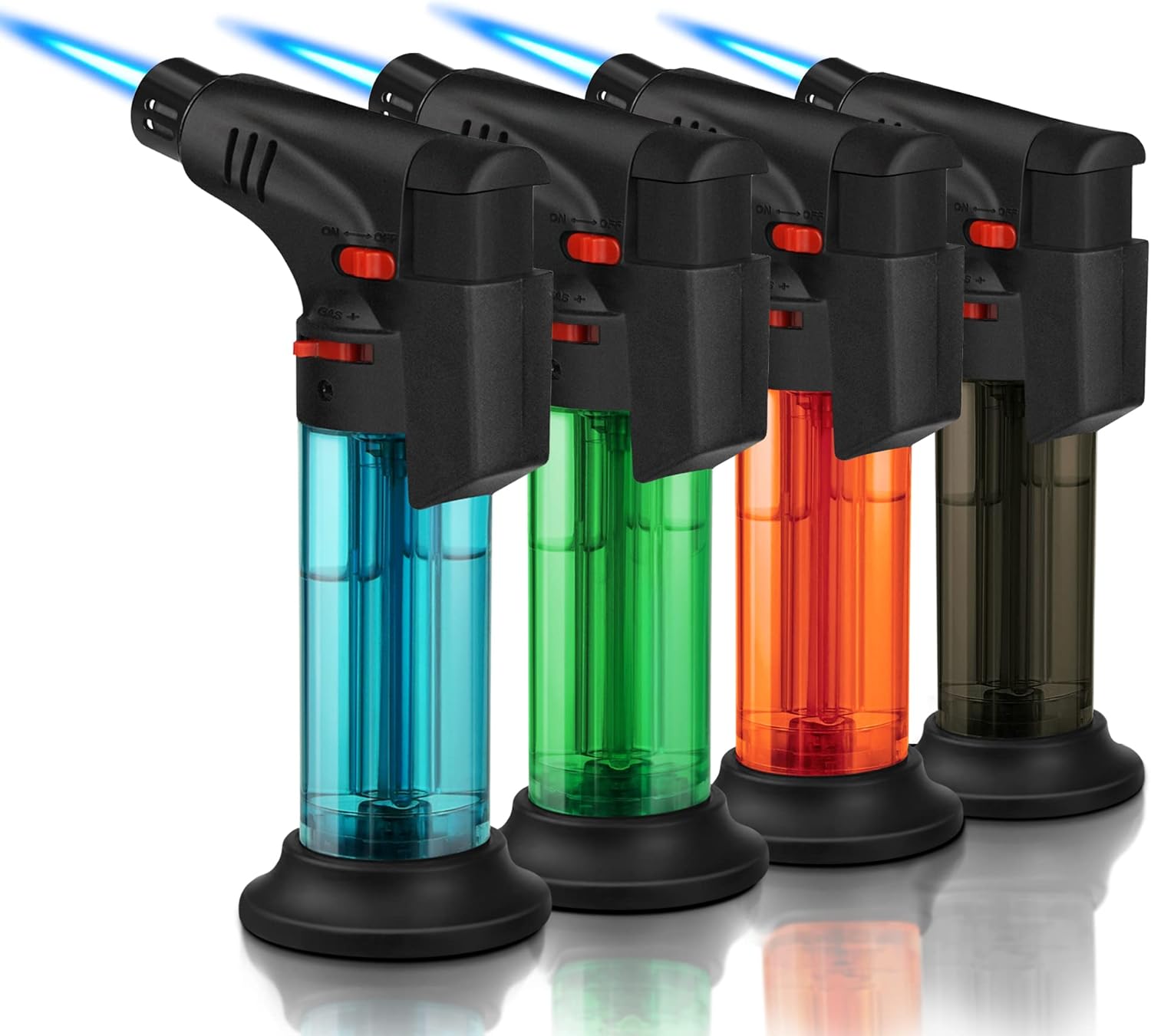 Samniu 4-Piece Refillable Torch Lighter Set - Mini Jet Flame Stick Windproof for Candle Grill and More